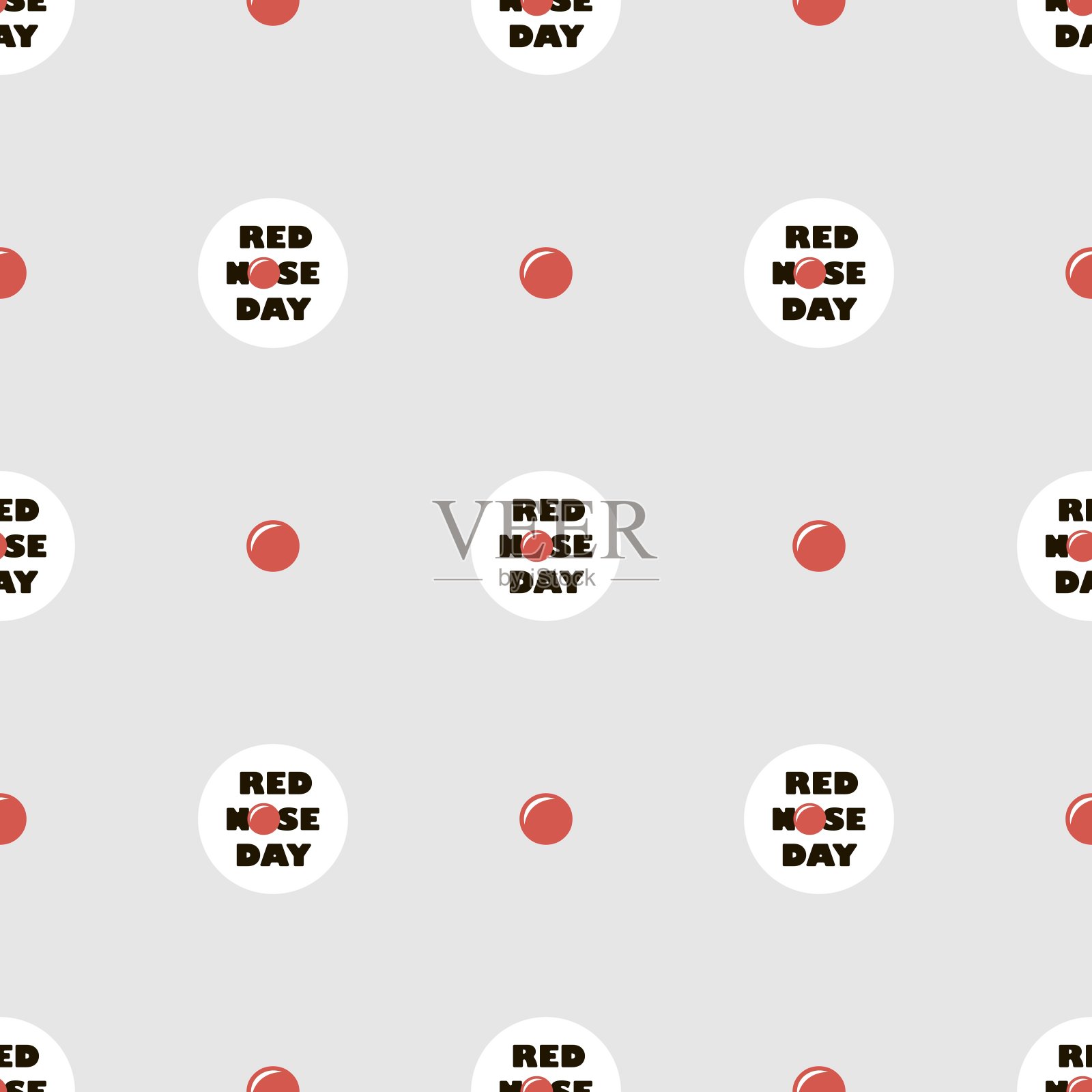 无缝矢量模式微笑和笑的人。红鼻子日。插画图片素材