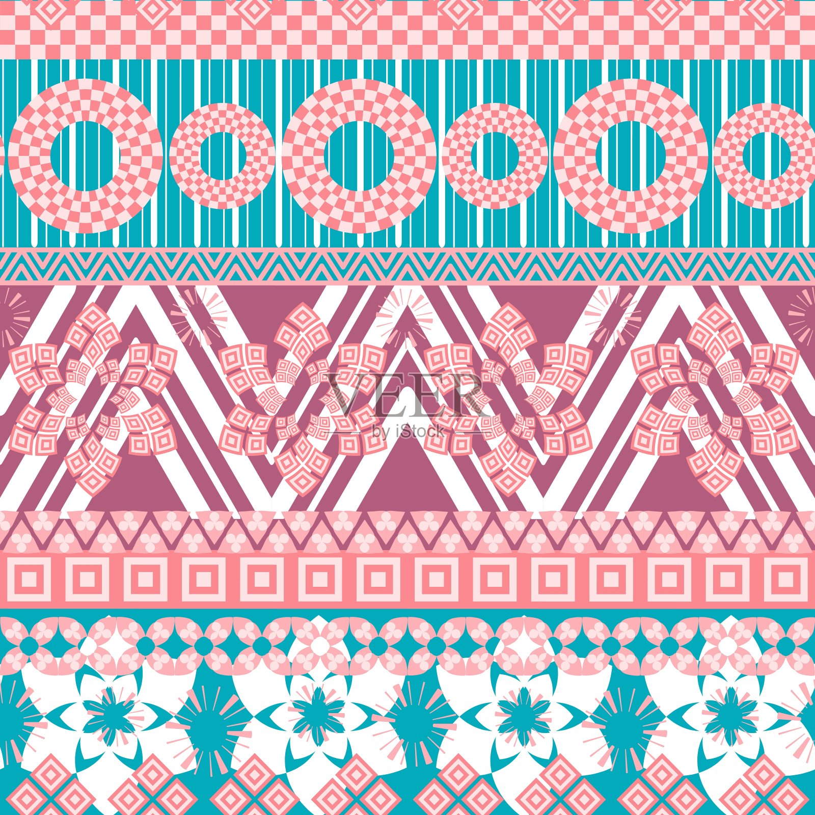 部落无缝模式插画图片素材