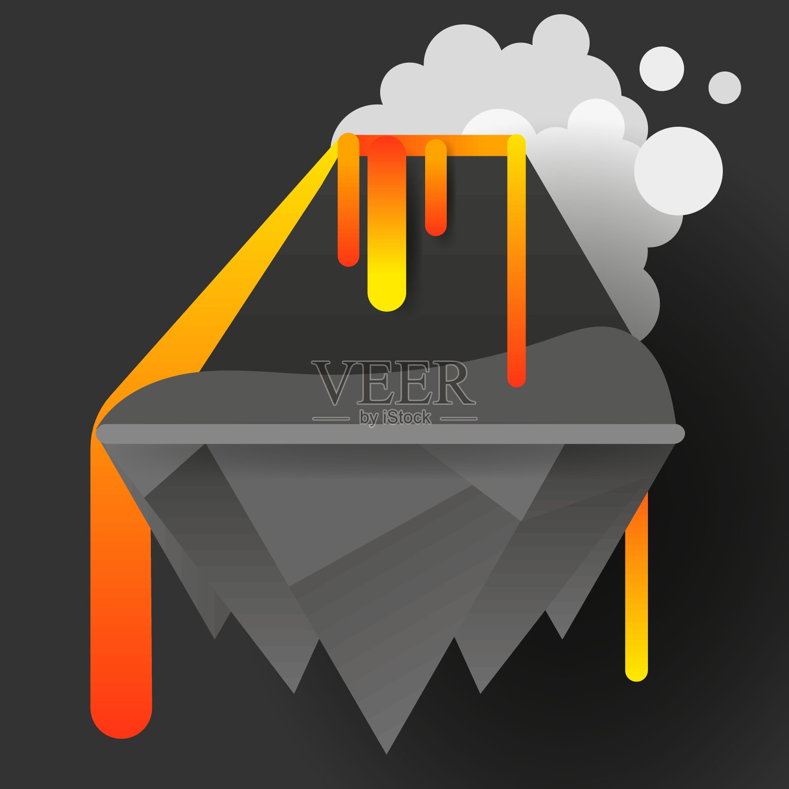 火山喷发自然灾害矢量插图为您的设计和需要插画图片素材