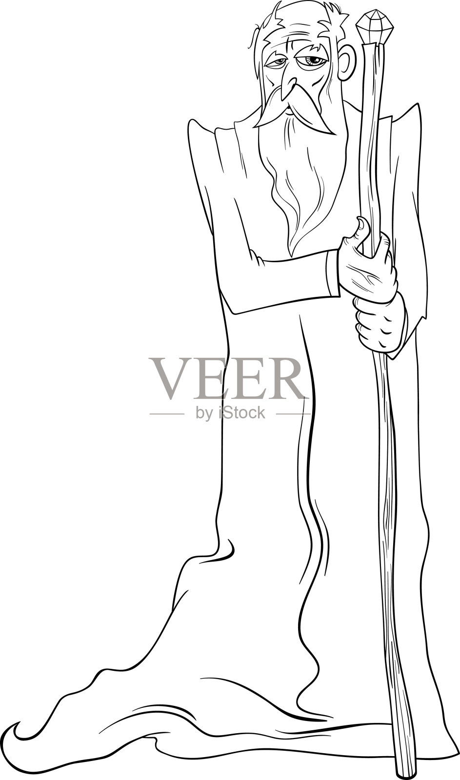 老巫师着色页插画图片素材