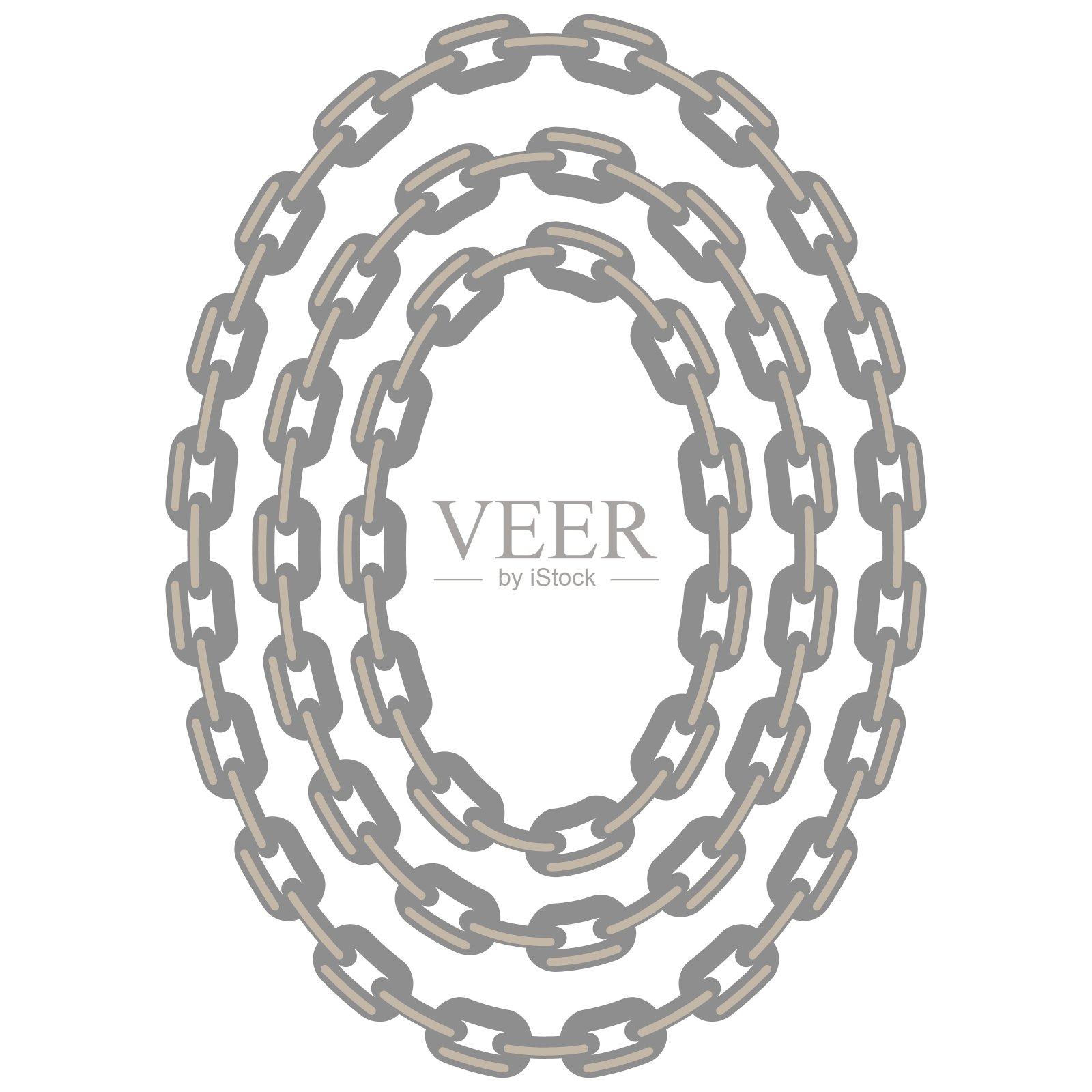 椭圆链框架的集合孤立插画图片素材