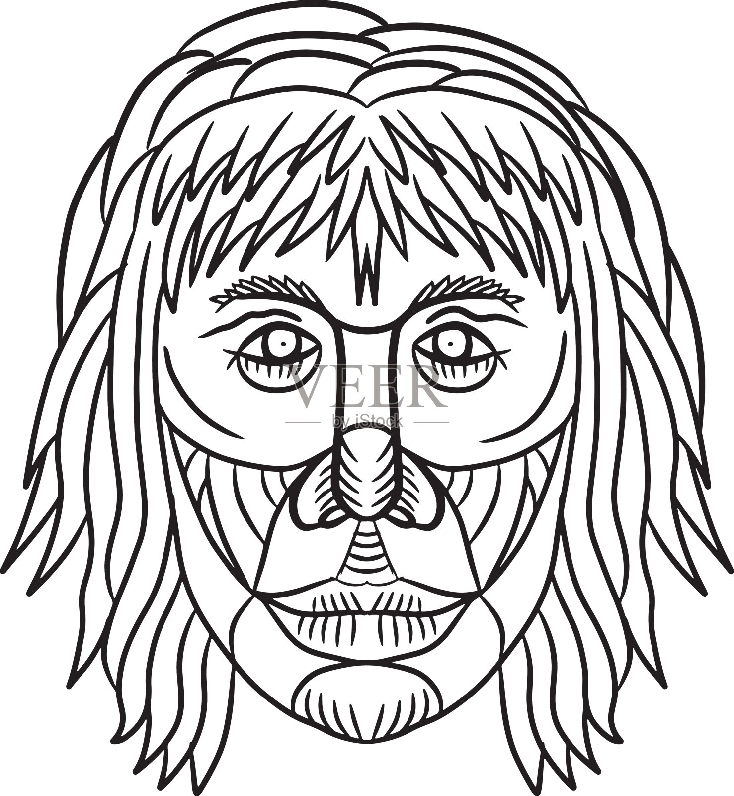 能人面部正面画插画图片素材