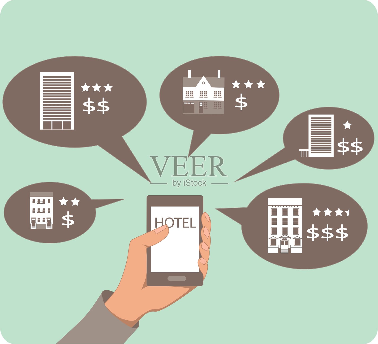 移动搜索酒店插画图片素材