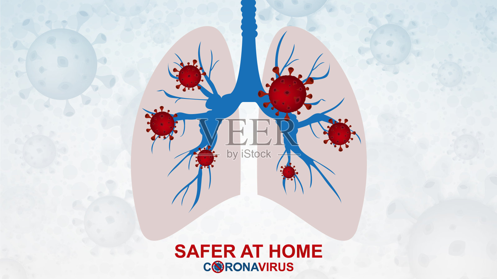 2019冠状病毒病与流感病毒COVID-19袭击肺部的抽象背景。插画图片素材