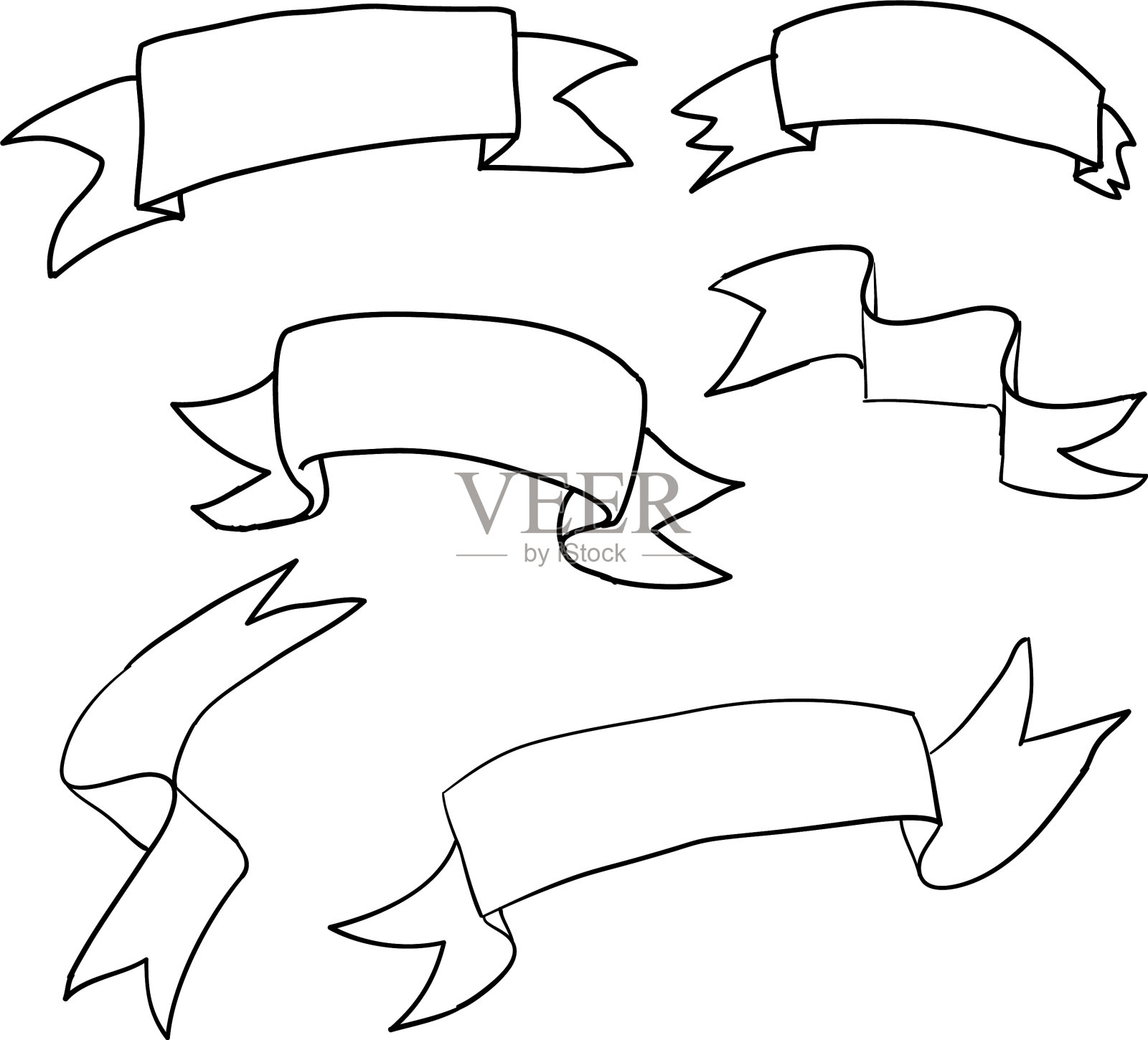 收藏手绘涂鸦丝带插画图片素材