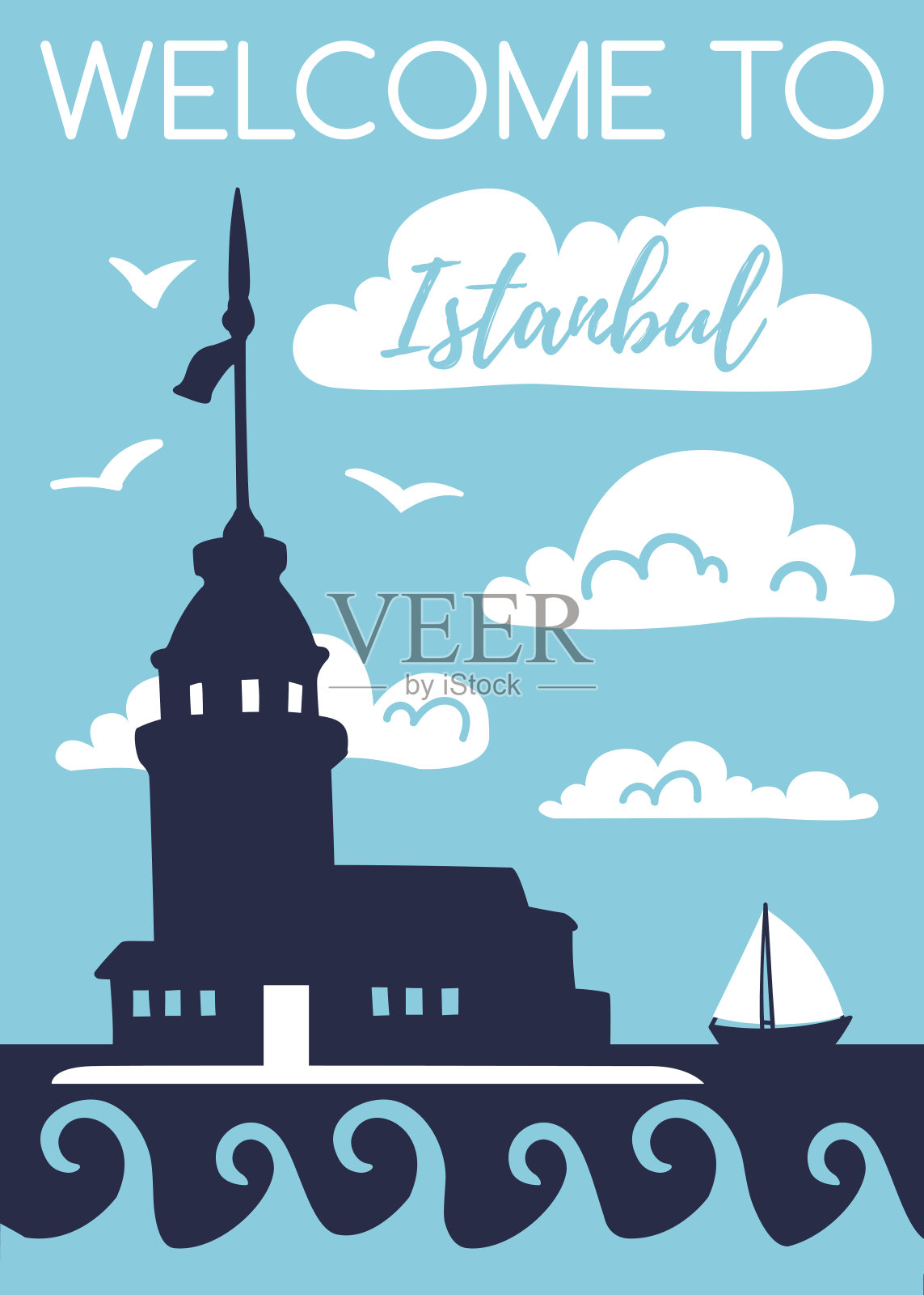 欢迎来到伊斯坦布尔。土耳其之旅的概念。插画图片素材