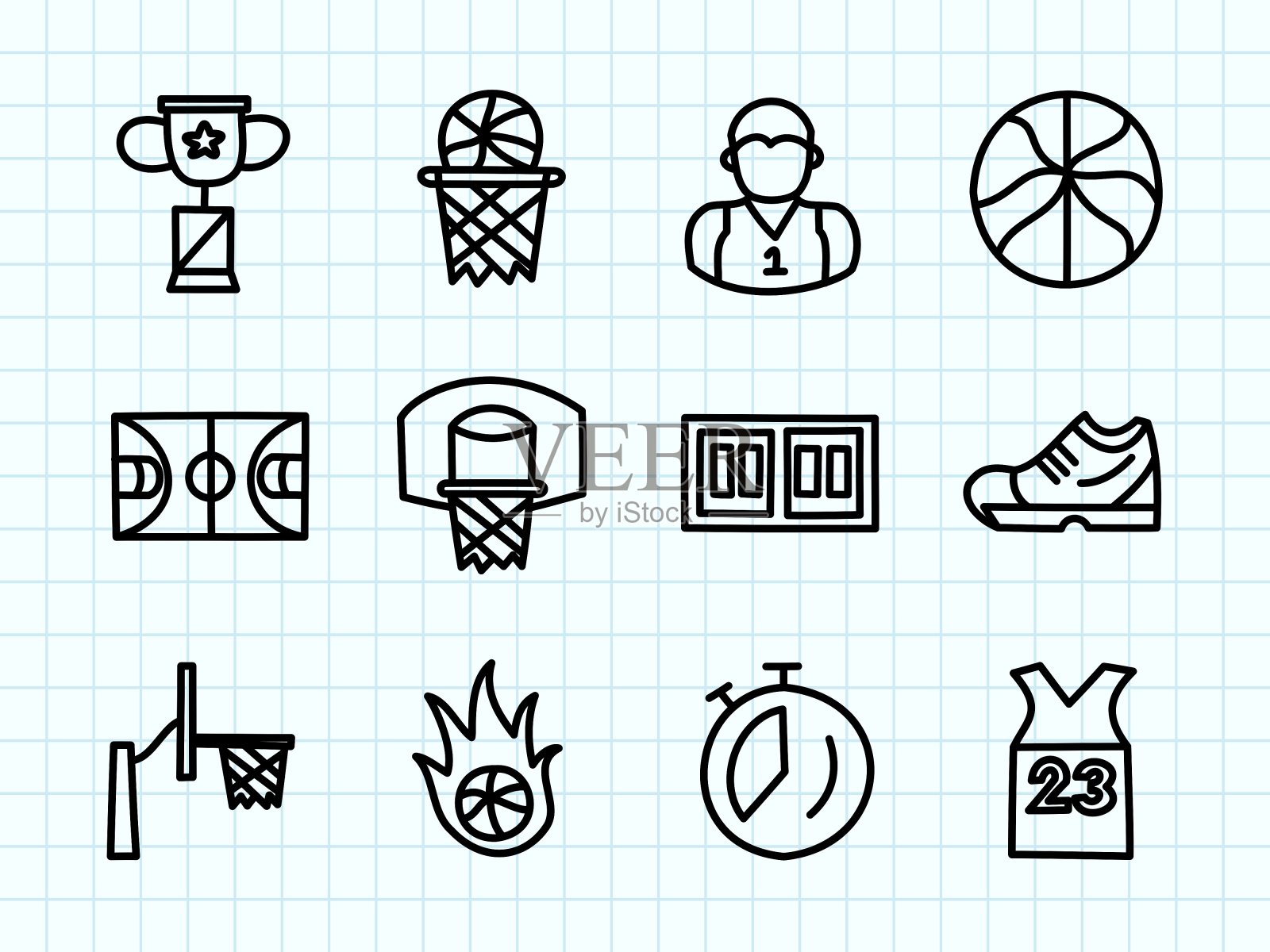 篮球涂鸦画插画图片素材