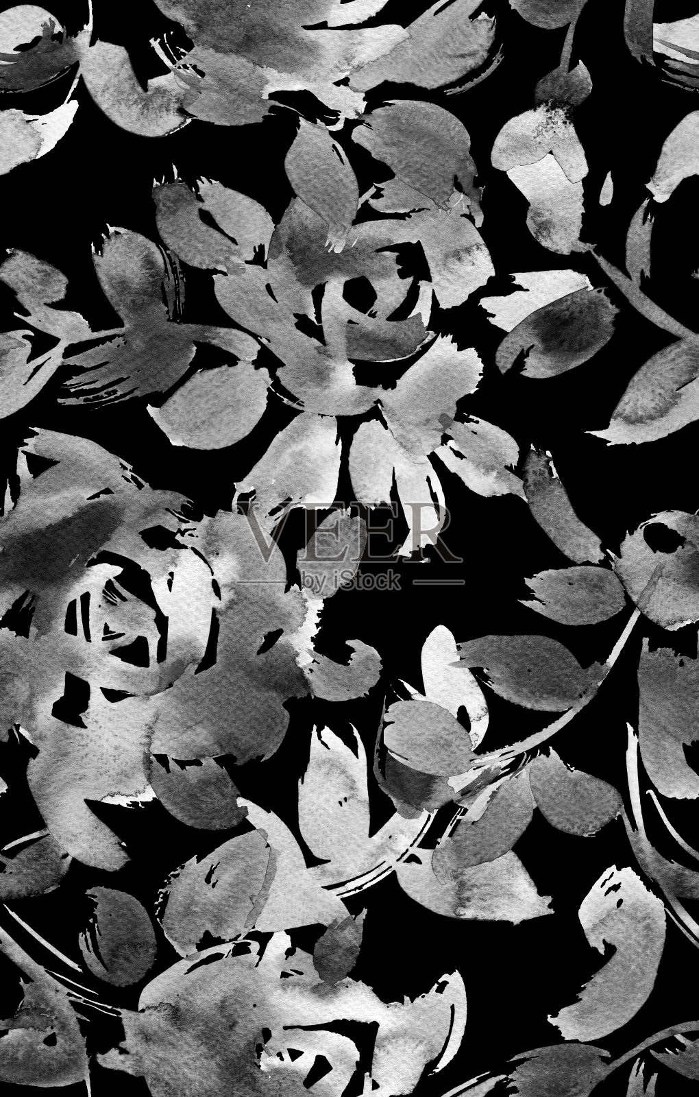 水彩植物无缝图案插画图片素材