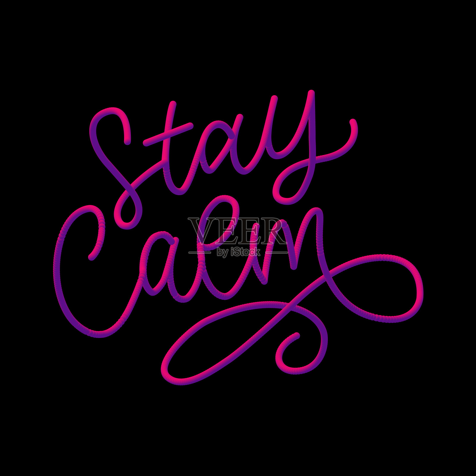 口号保持冷静检疫流行病信件文字书法矢量插图插画图片素材