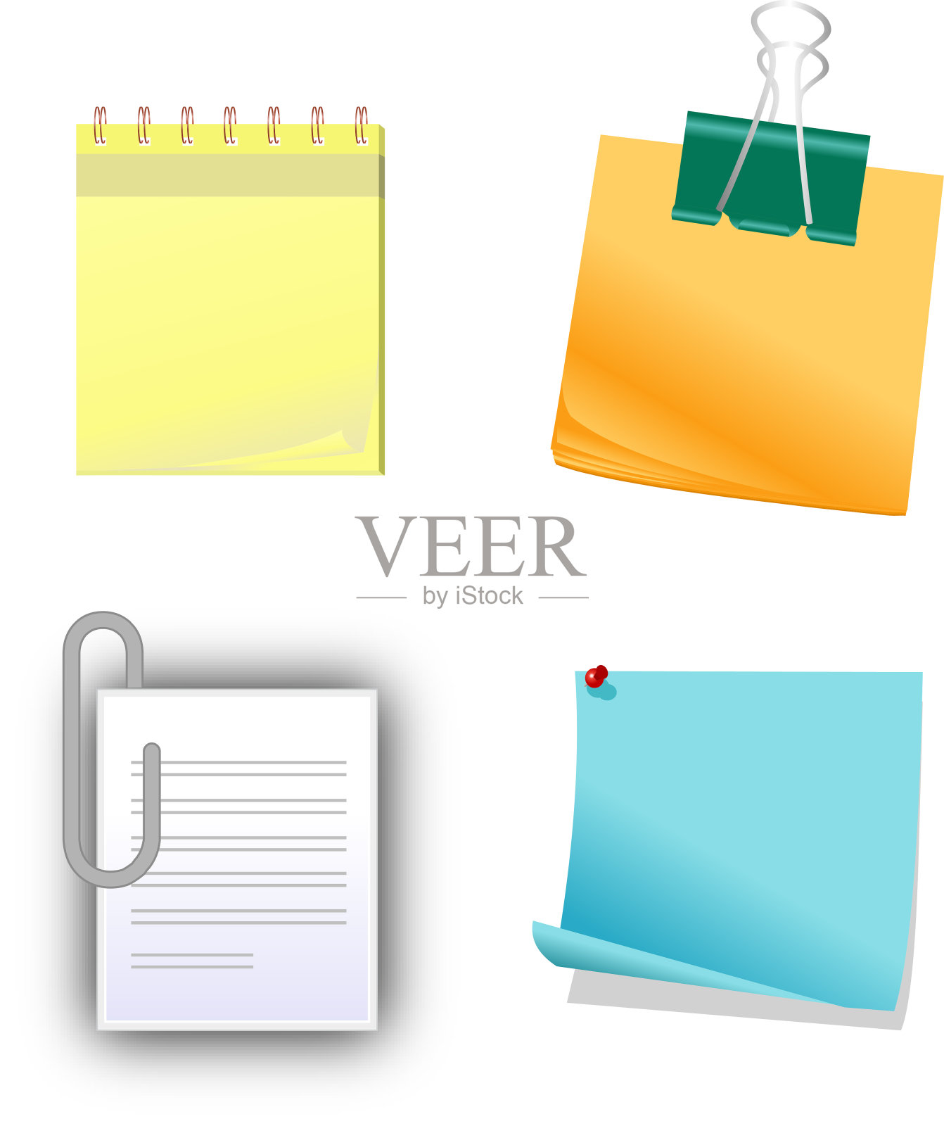 带有回形针的便利贴插画图片素材