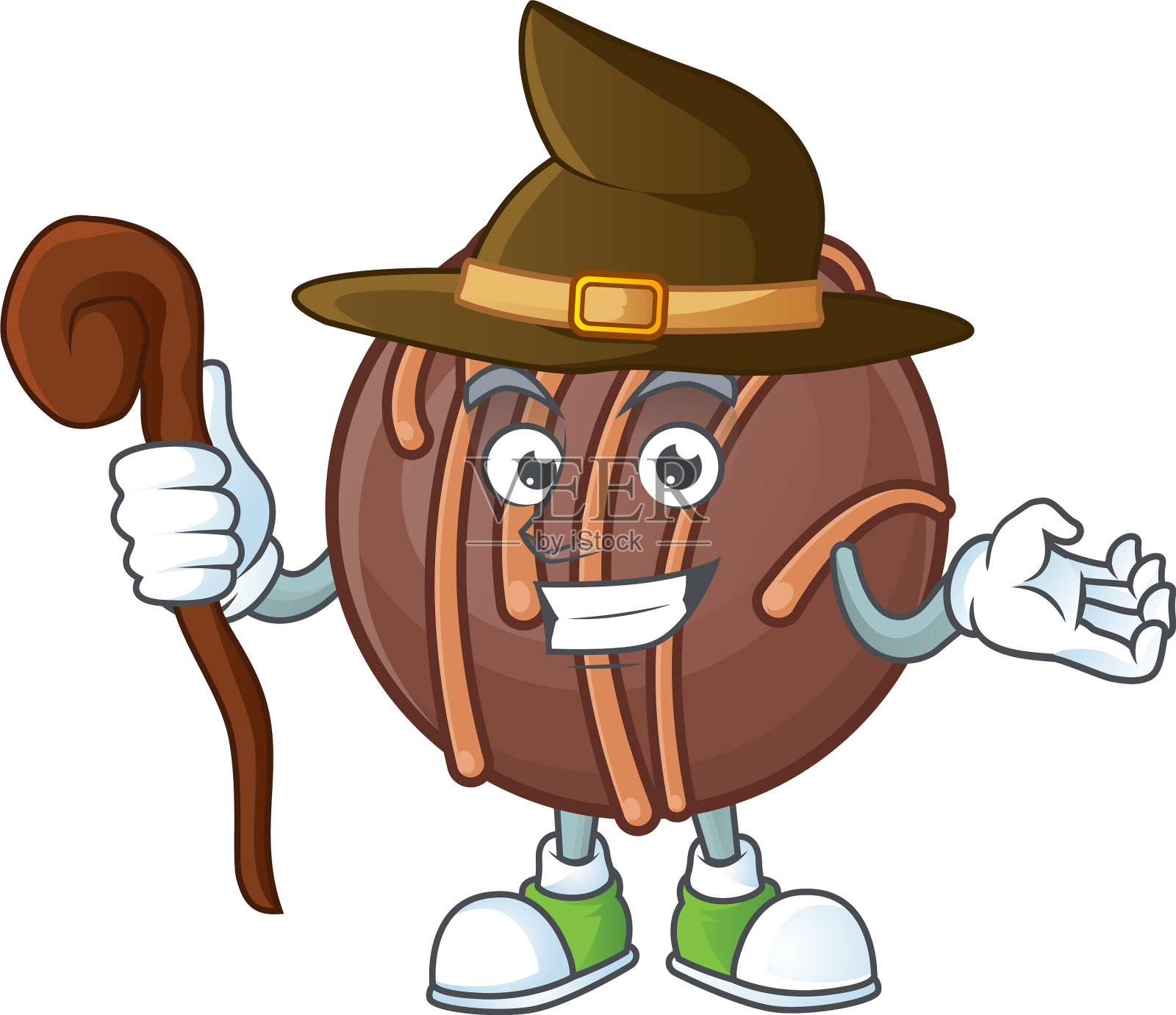 卡通吉祥物风格的巧克力果仁球插画图片素材