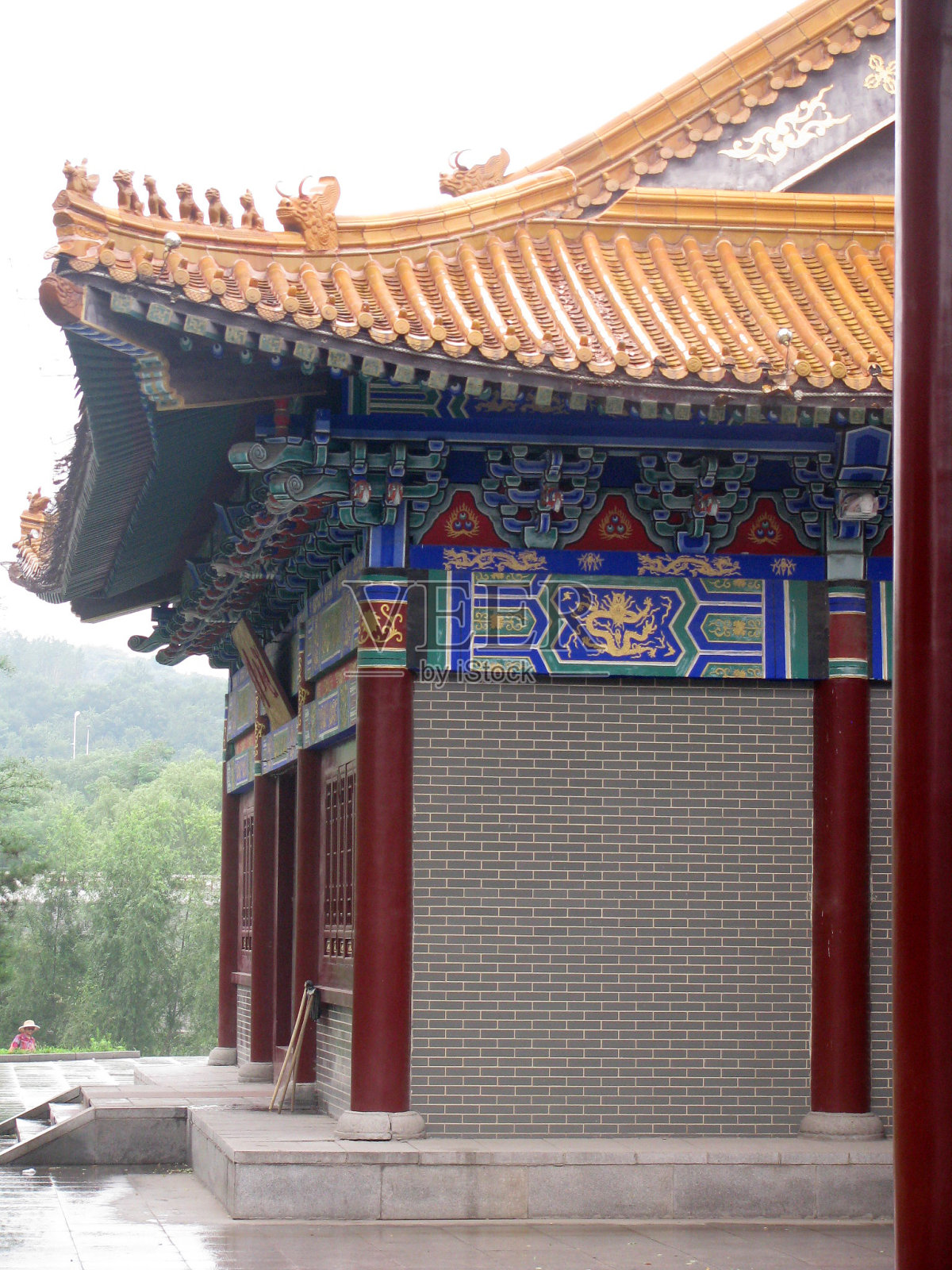 一座佛教寺院里有金色屋顶的寺庙照片摄影图片