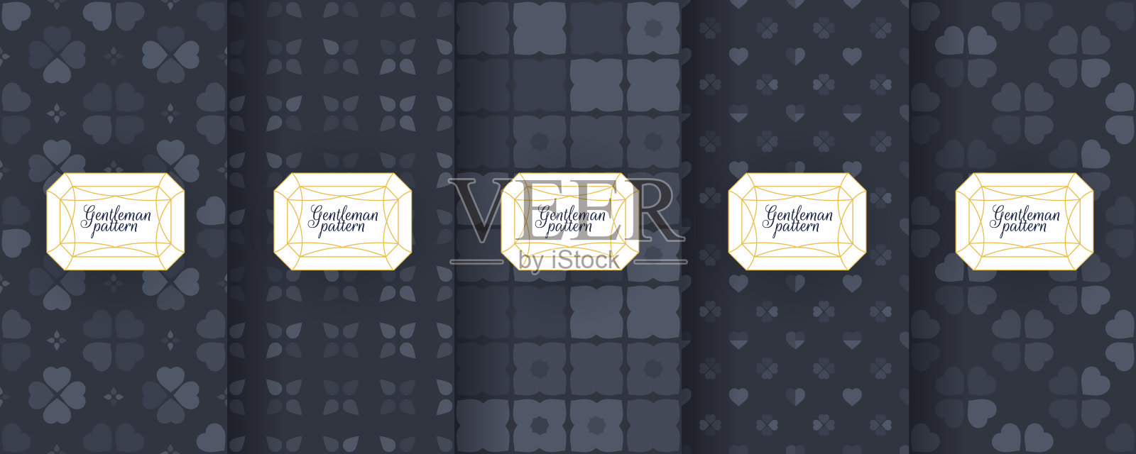 一套黑暗的复古无缝美国包装设计背景。插画图片素材