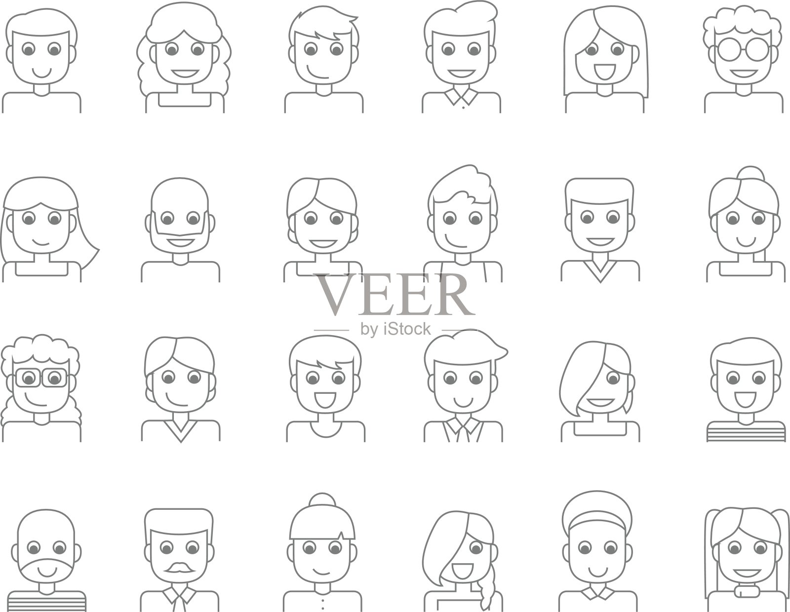 角色头像或人物线图标。向量illusration。图标素材