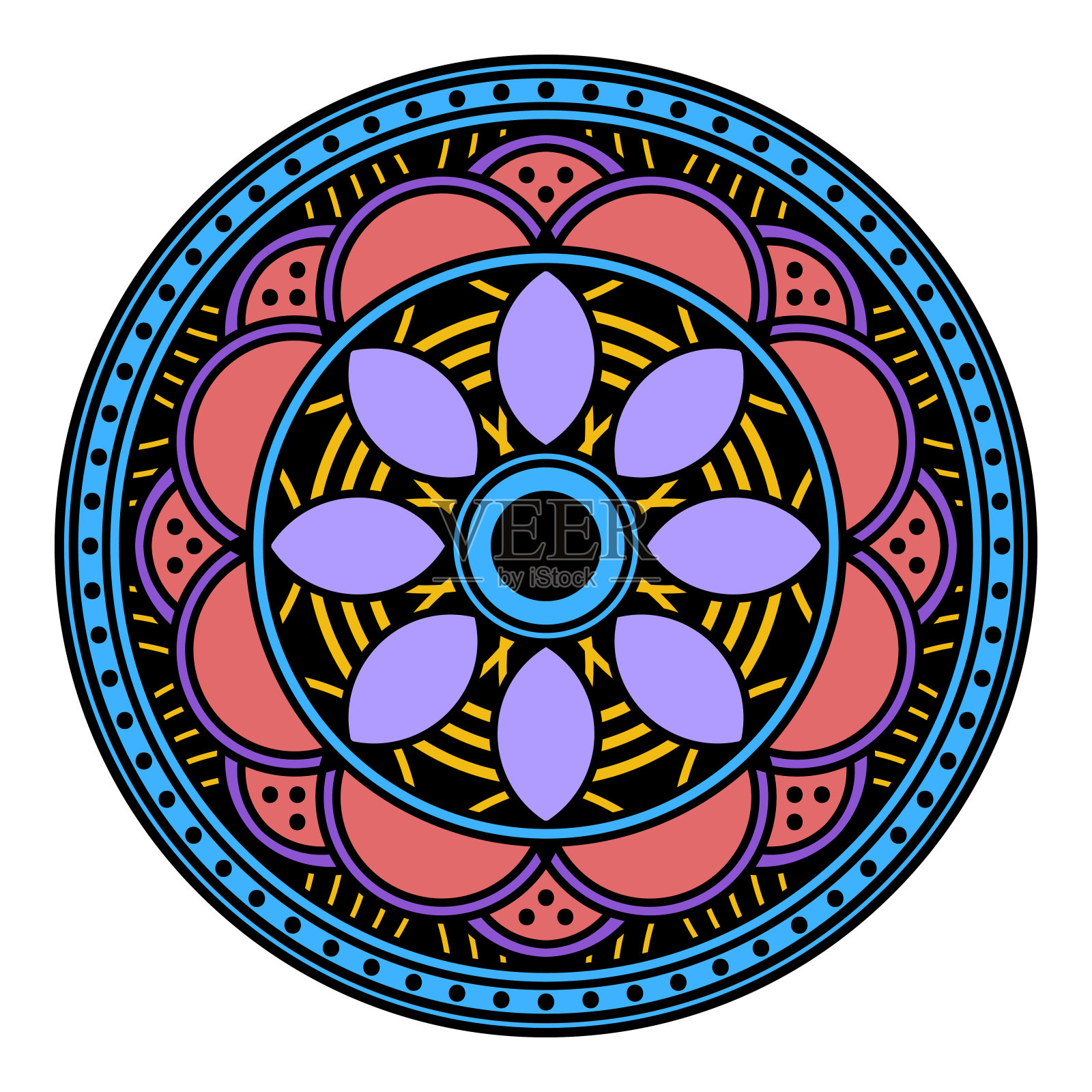 装饰性民族色彩点缀孤立于白色之上。很好的节日装饰。适合印刷贺卡。插画图片素材