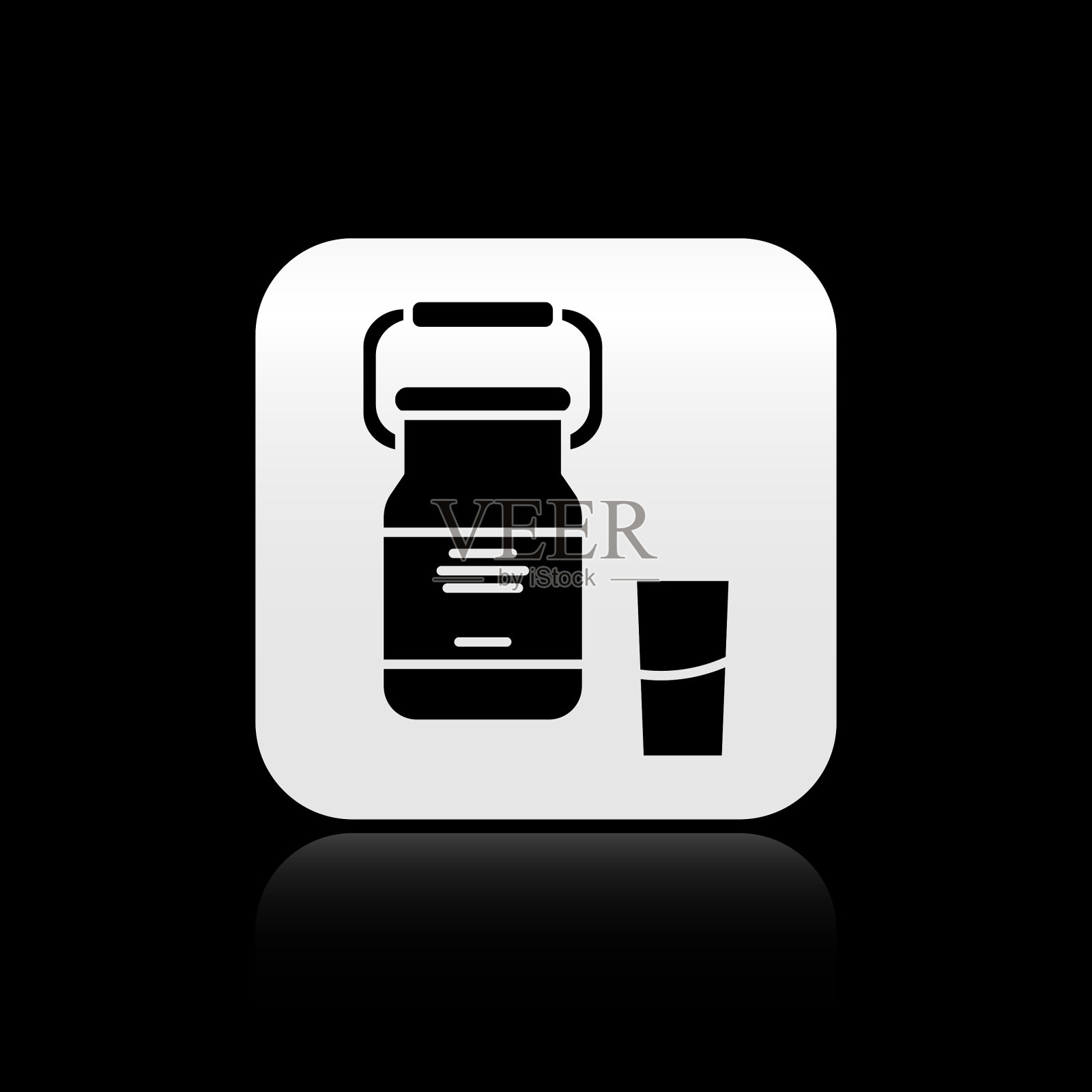 黑色罐容器牛奶和玻璃图标图标素材