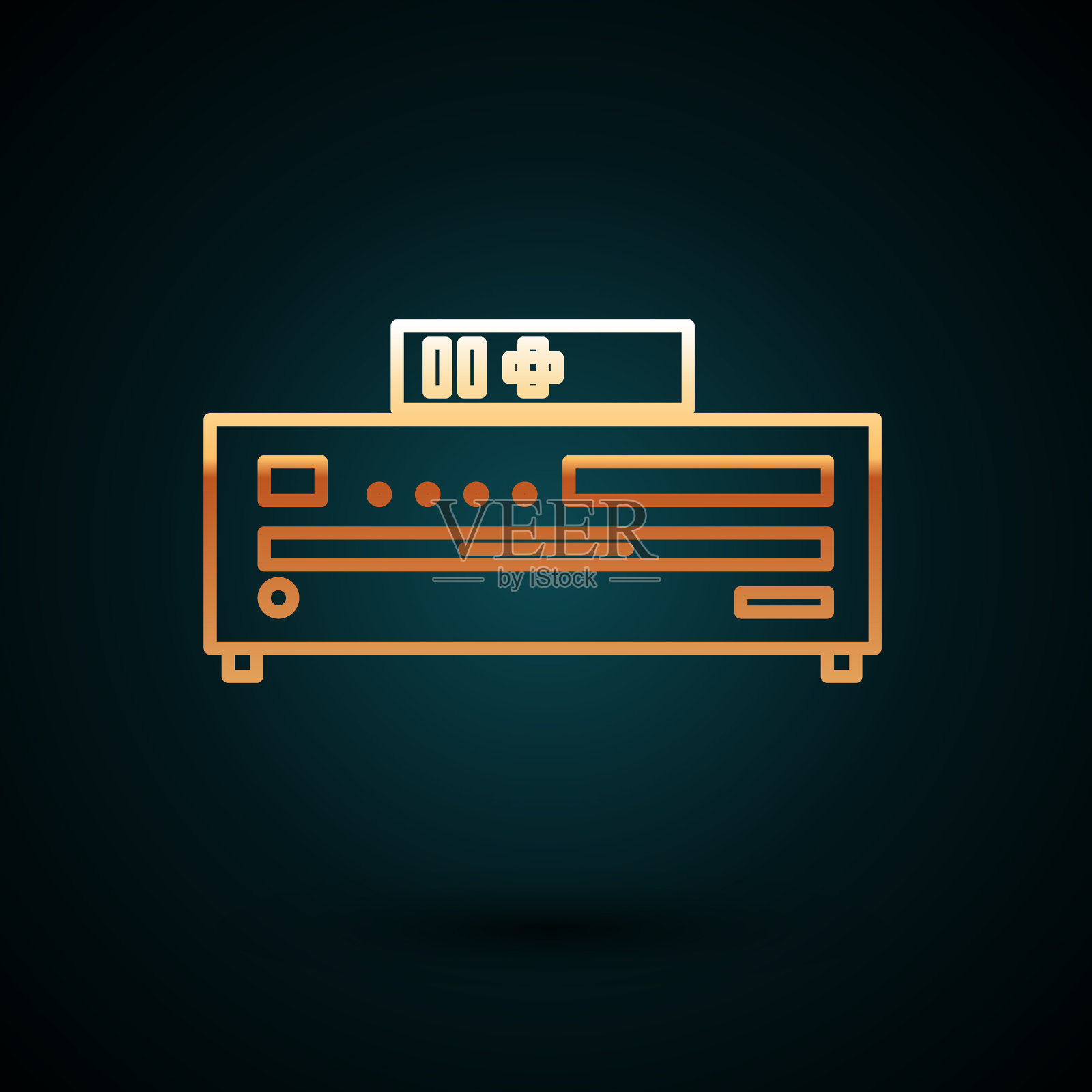 金线音乐CD播放器图标孤立在黑暗插画图片素材