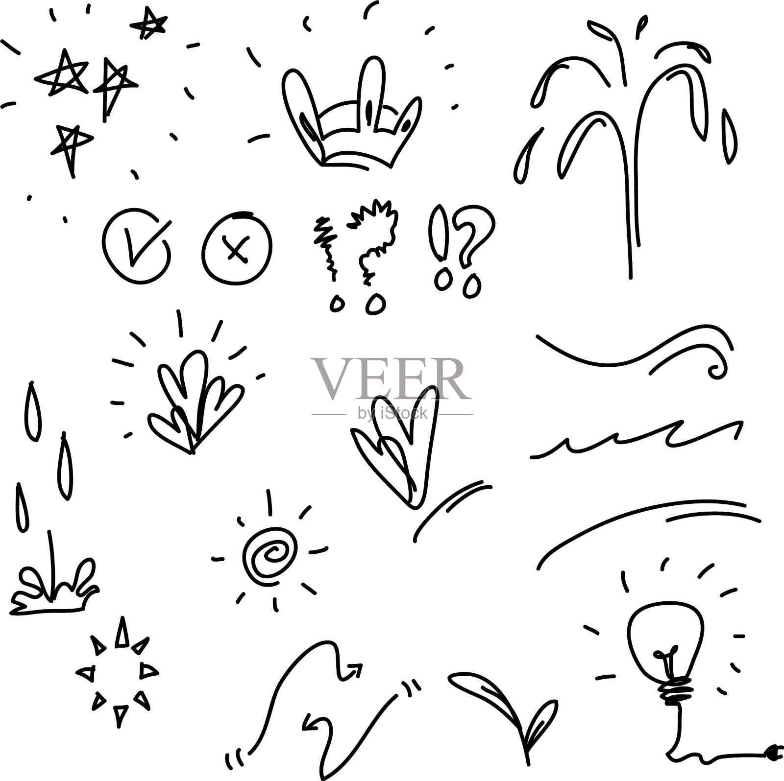 手绘涂鸦元素的集合插画图片素材