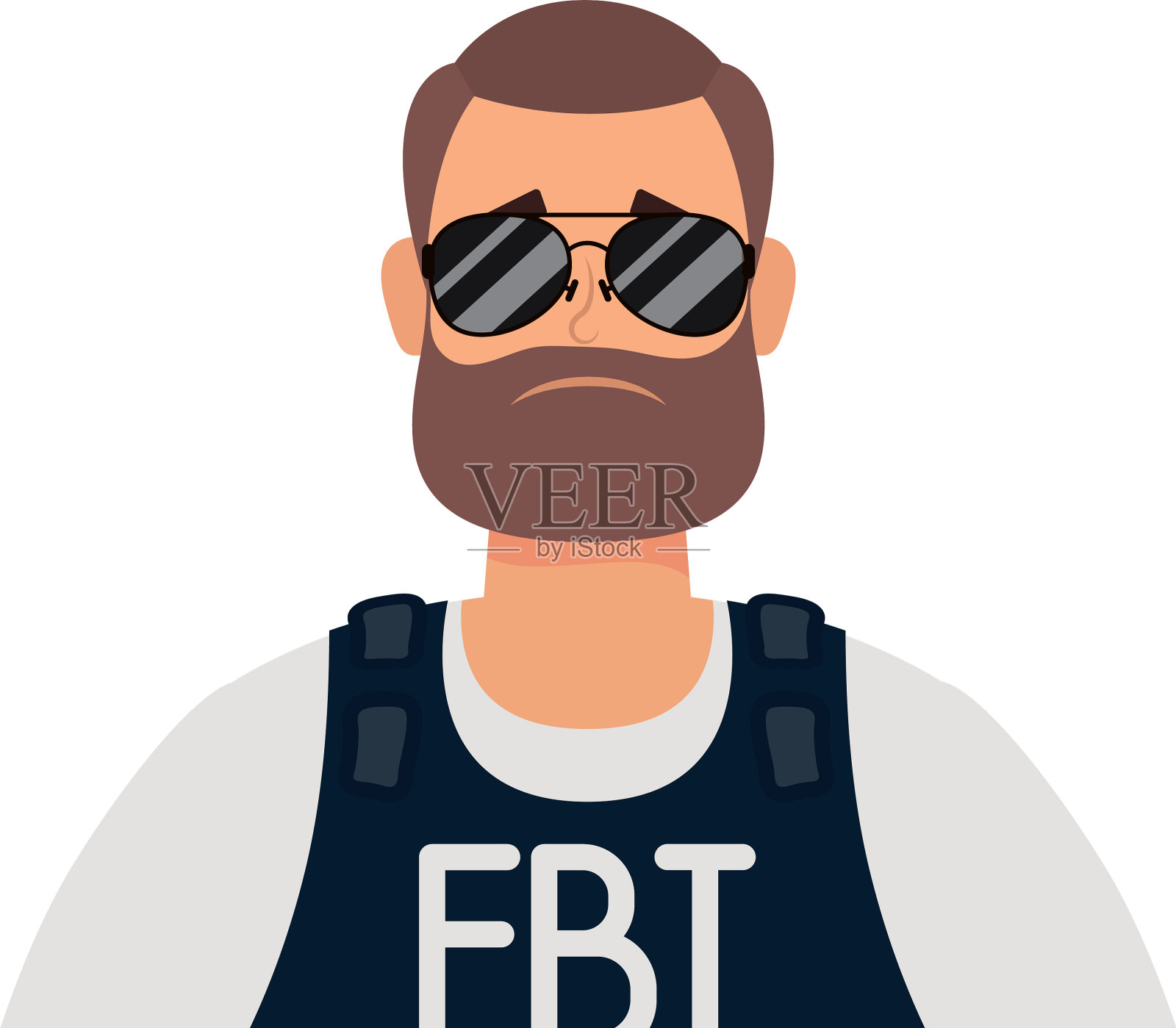 留着胡子的年轻人，联邦探员设计元素图片