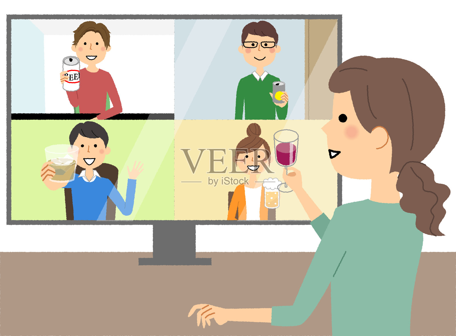 网上聚会插画图片素材