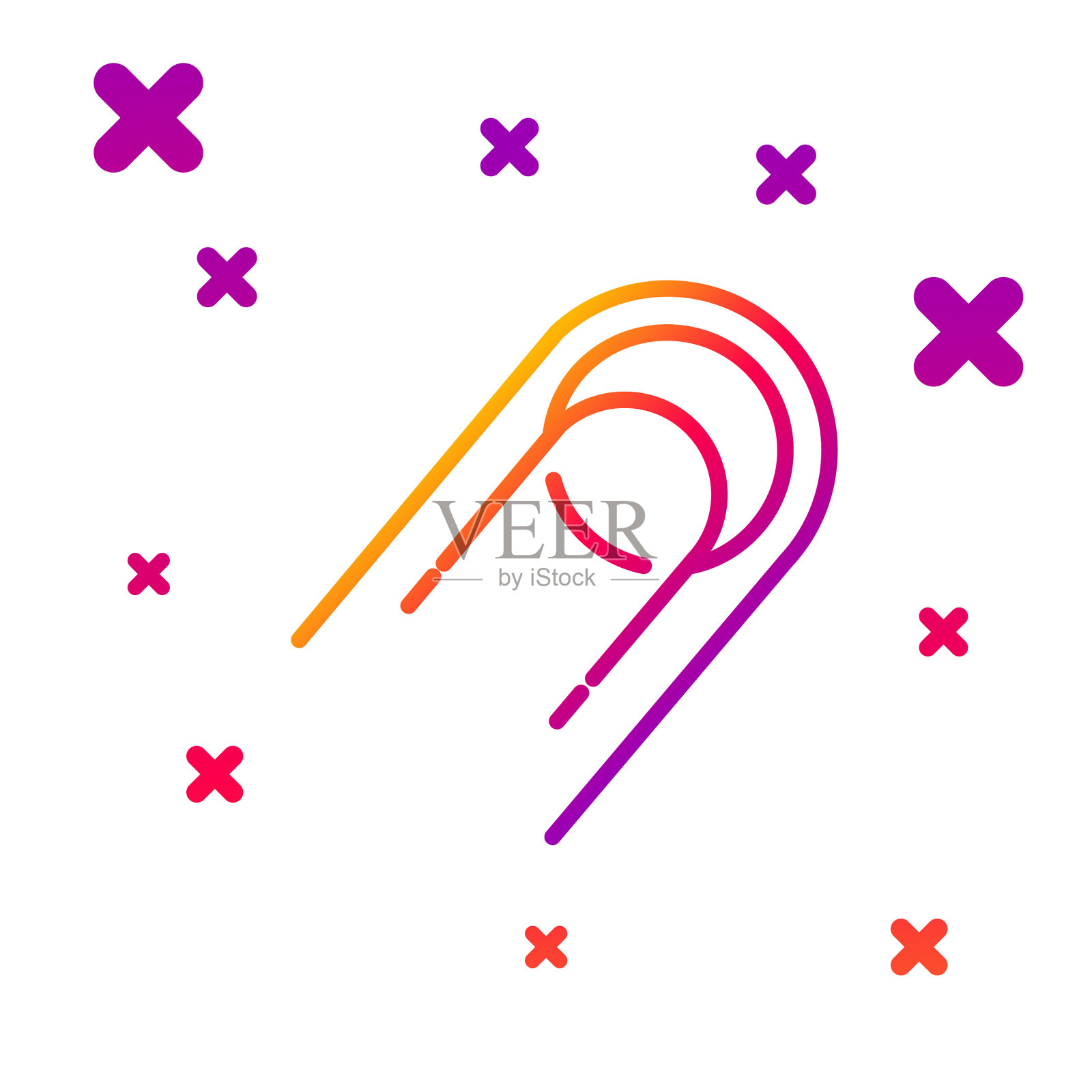 彩色线卫星图标隔离在白色图标素材