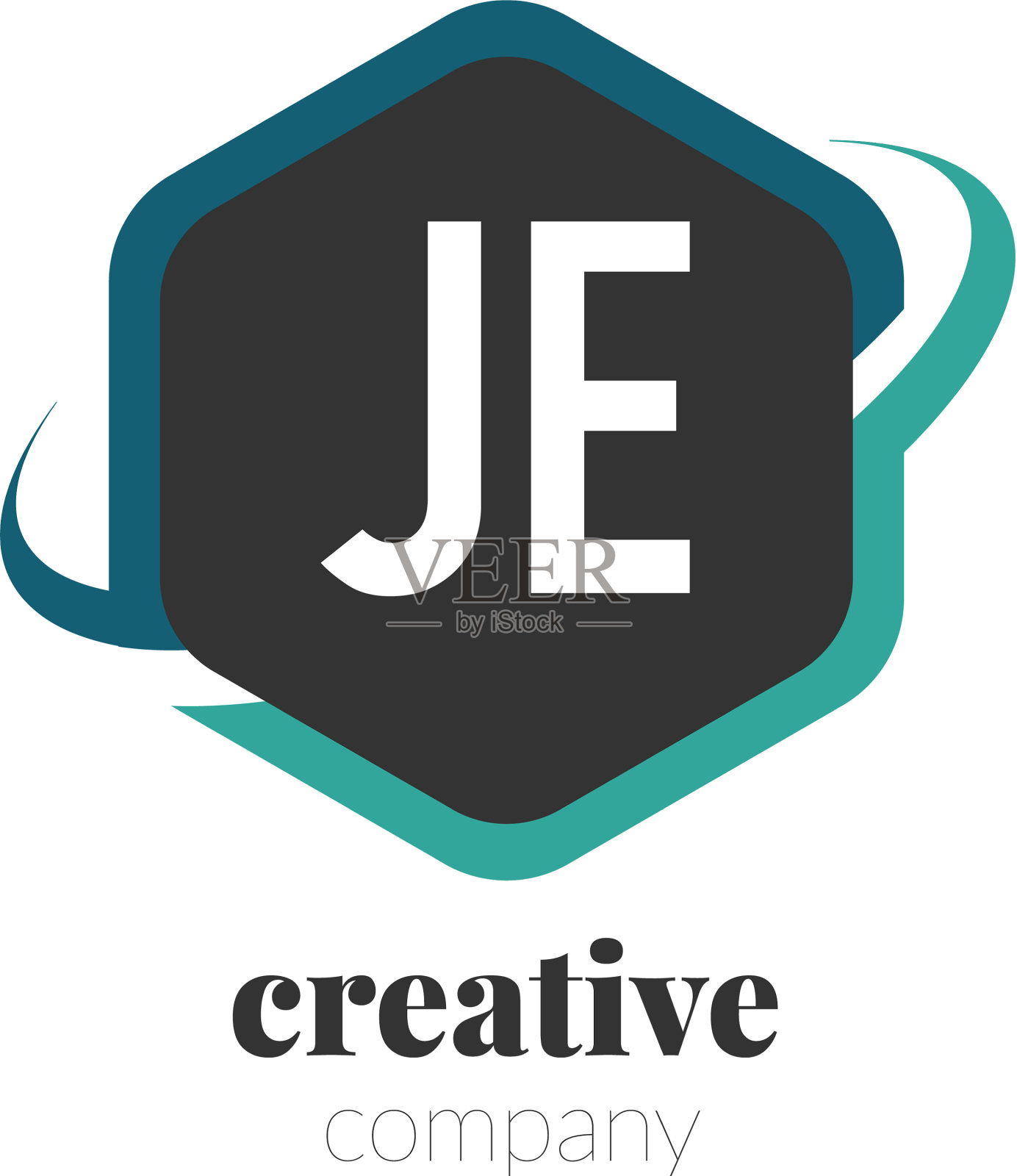 首字母je创意六角形设计标志插画图片素材