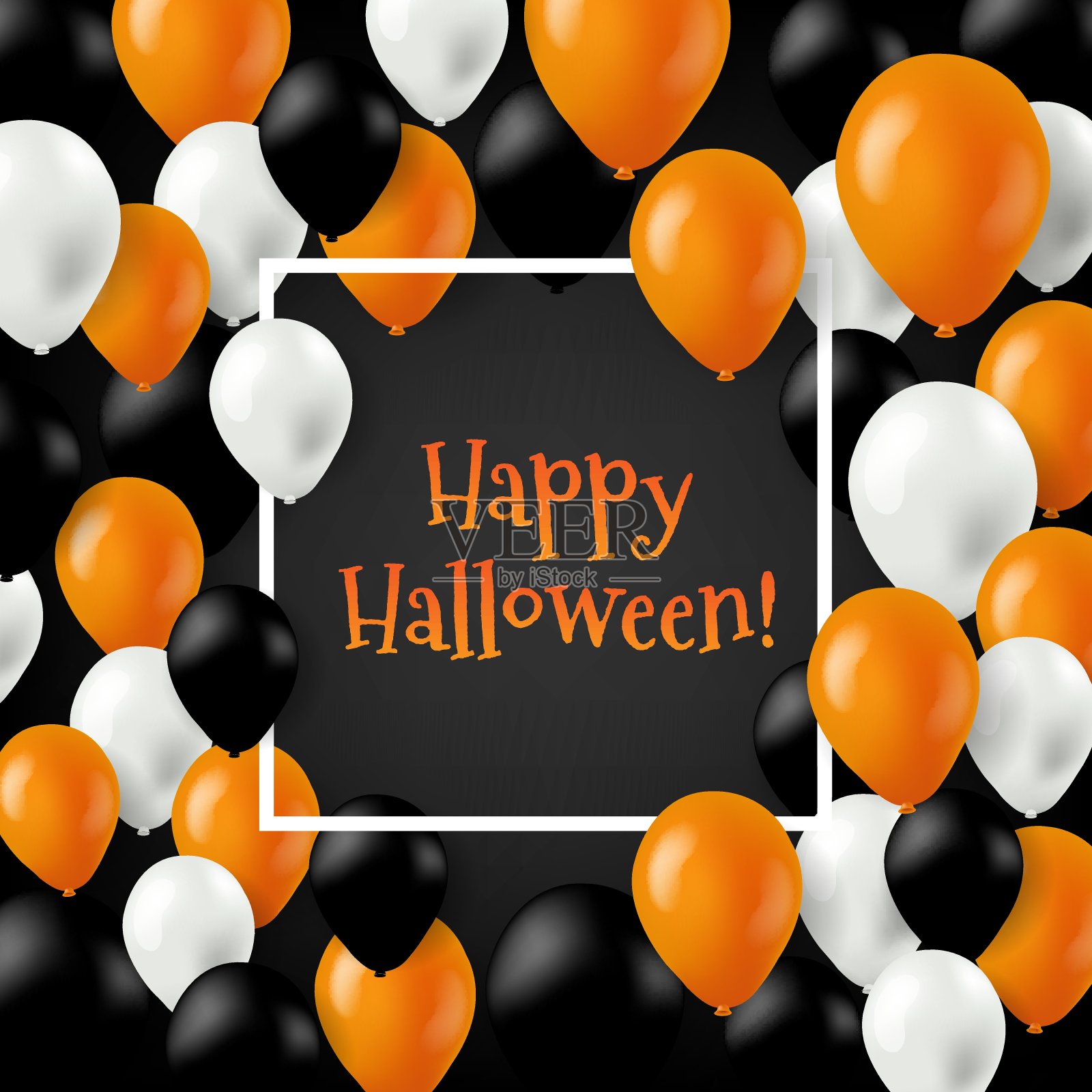 万圣节气球卡片设计模板素材