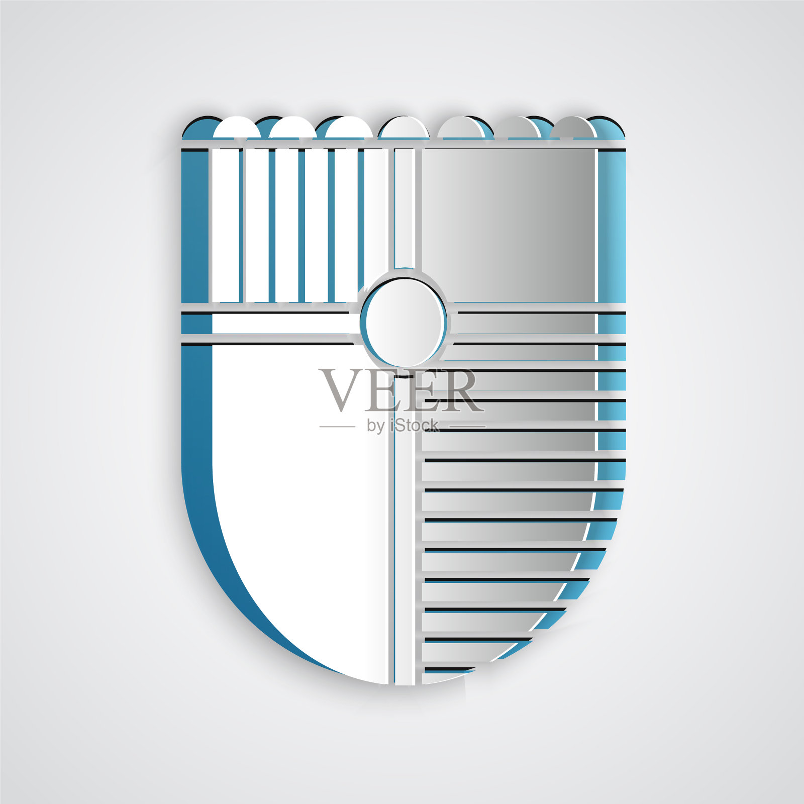 剪纸盾牌游戏图标孤立在灰色图标素材