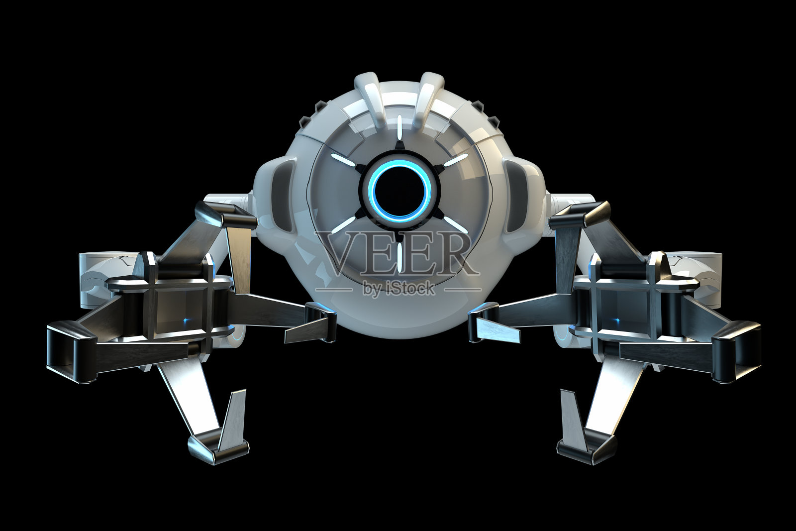 在纳米技术领域的医学概念中，纳米机器人孤立在一个黑暗的背景下。基因工程和纳米机器人的使用。3D渲染，3D插图。照片摄影图片