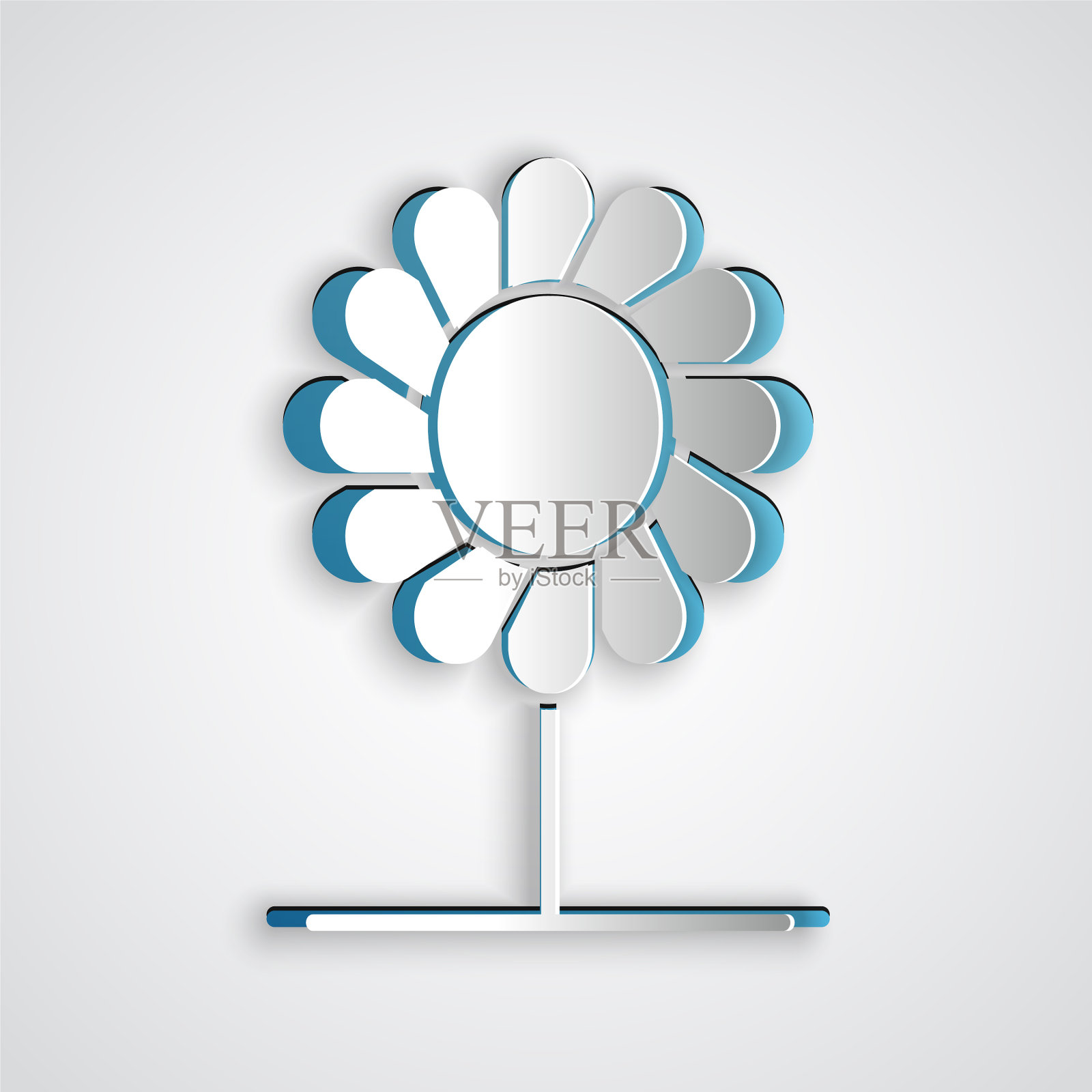 剪纸花图标孤立在灰色背景插画图片素材