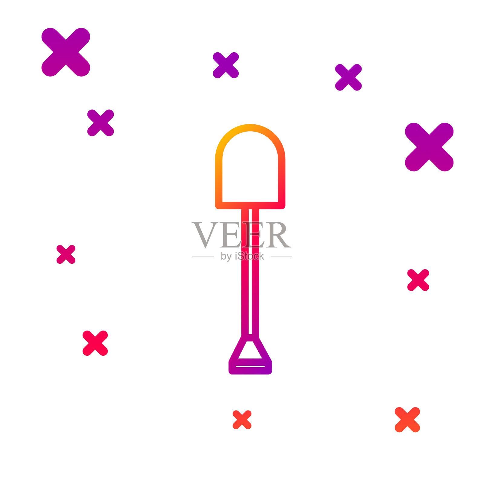 颜色线铲图标孤立在白色插画图片素材