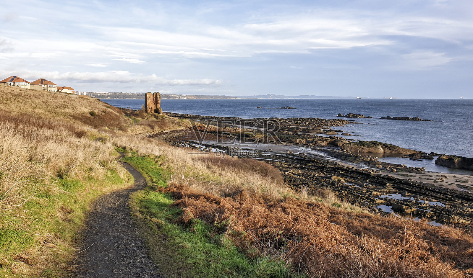 从Burntisland到东Wemyss - Scotland - UK的Fife海岸路径照片摄影图片