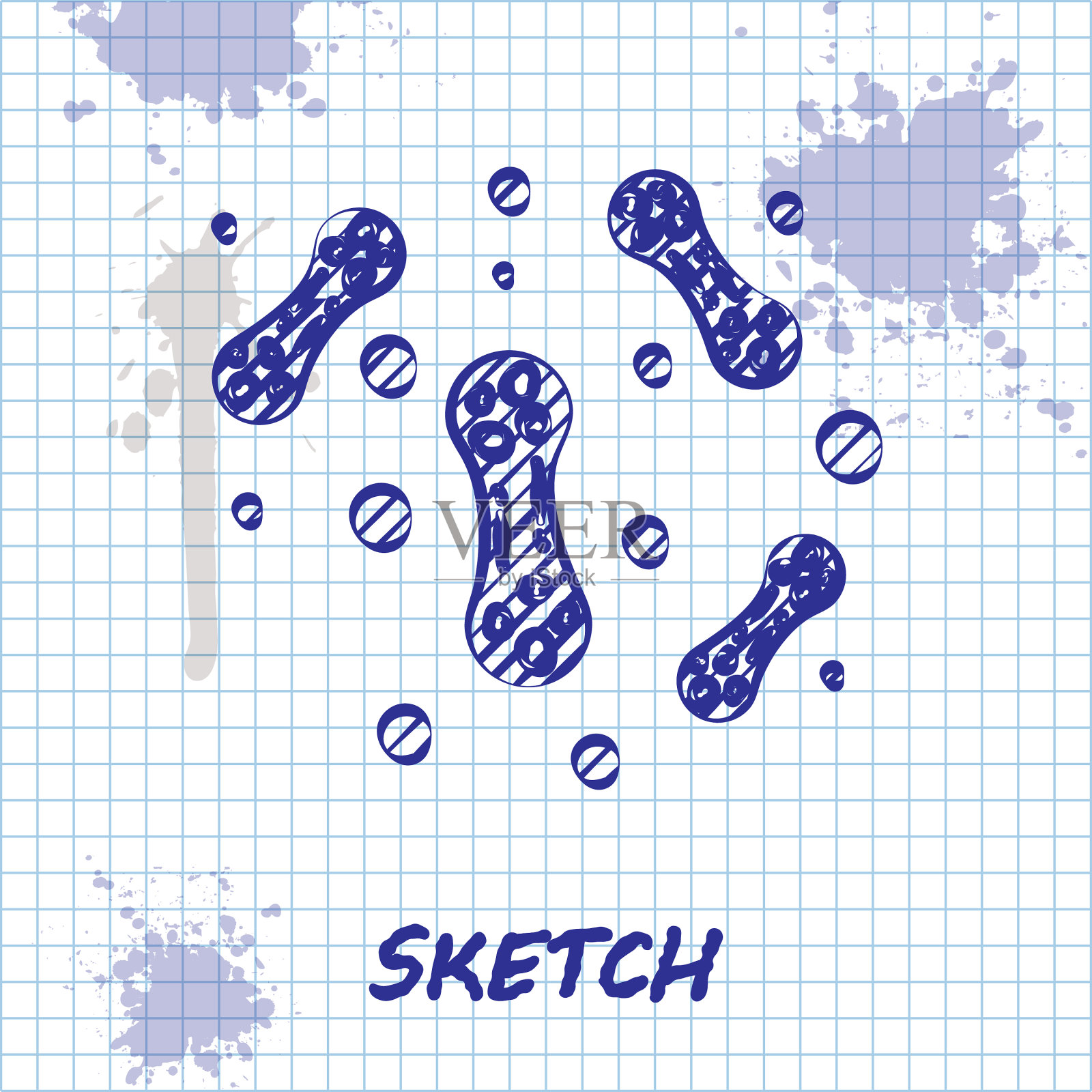 白色上分离出的细菌图标插画图片素材