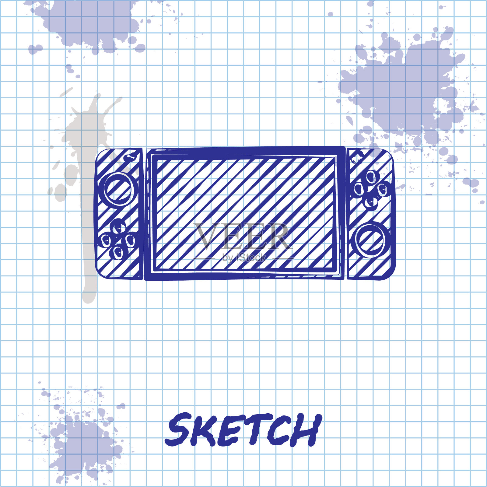 素描线便携式视频游戏机图标插画图片素材