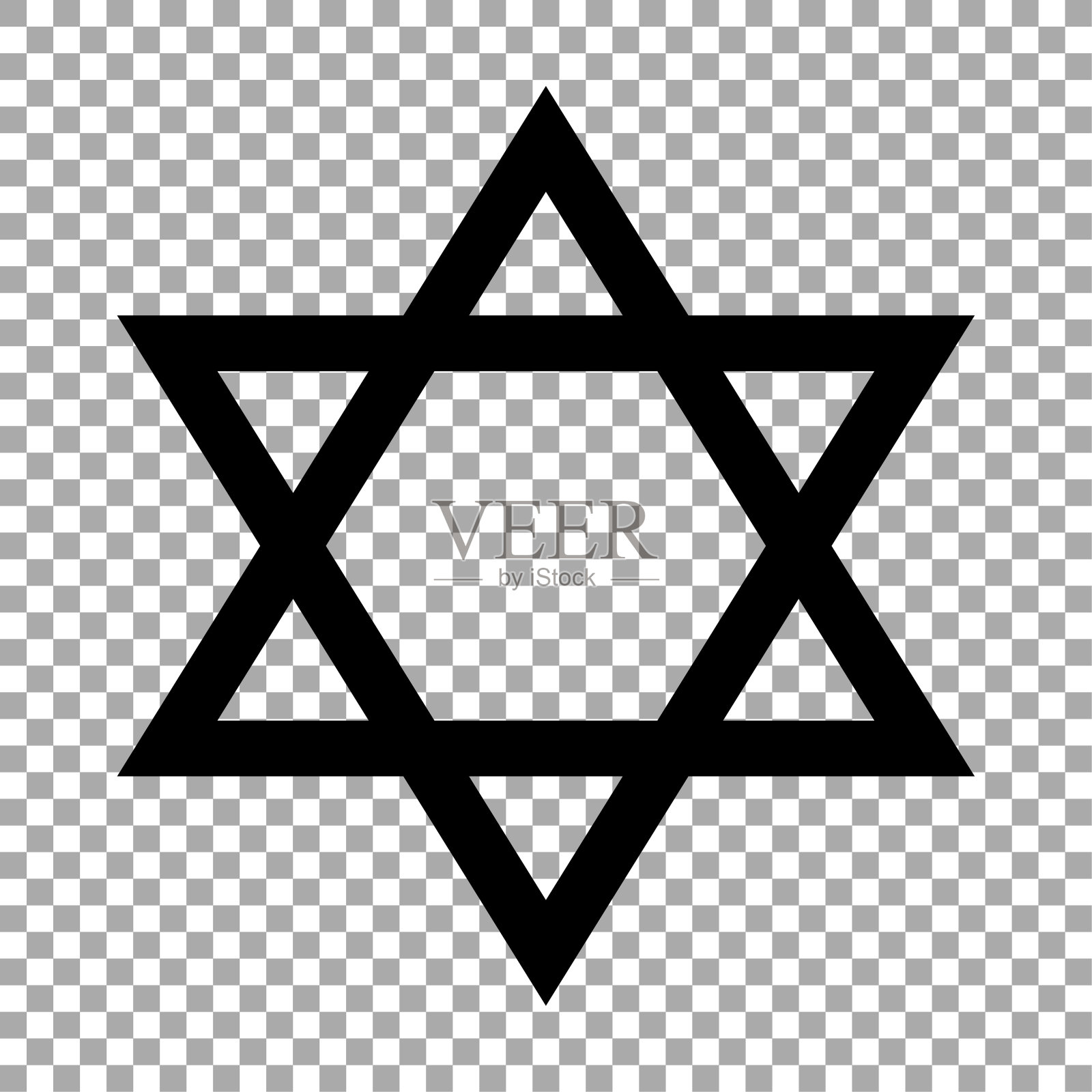 星的大卫图标孤立在透明的背景。宗教象征插画图片素材