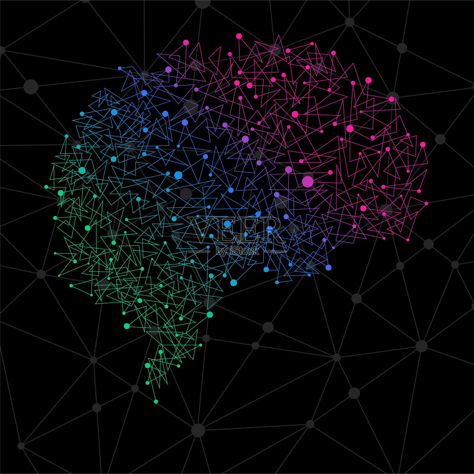 人类大脑中抽象的点和线设计元素图片
