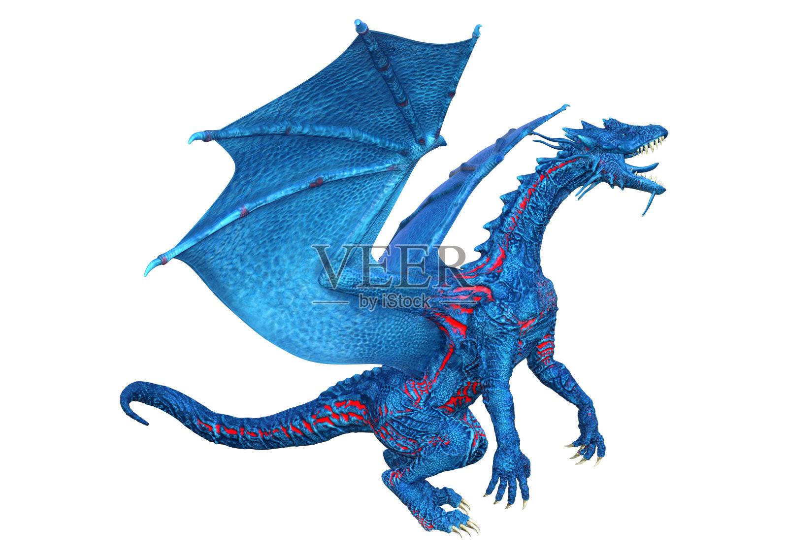 3D插图幻想龙在白色照片摄影图片