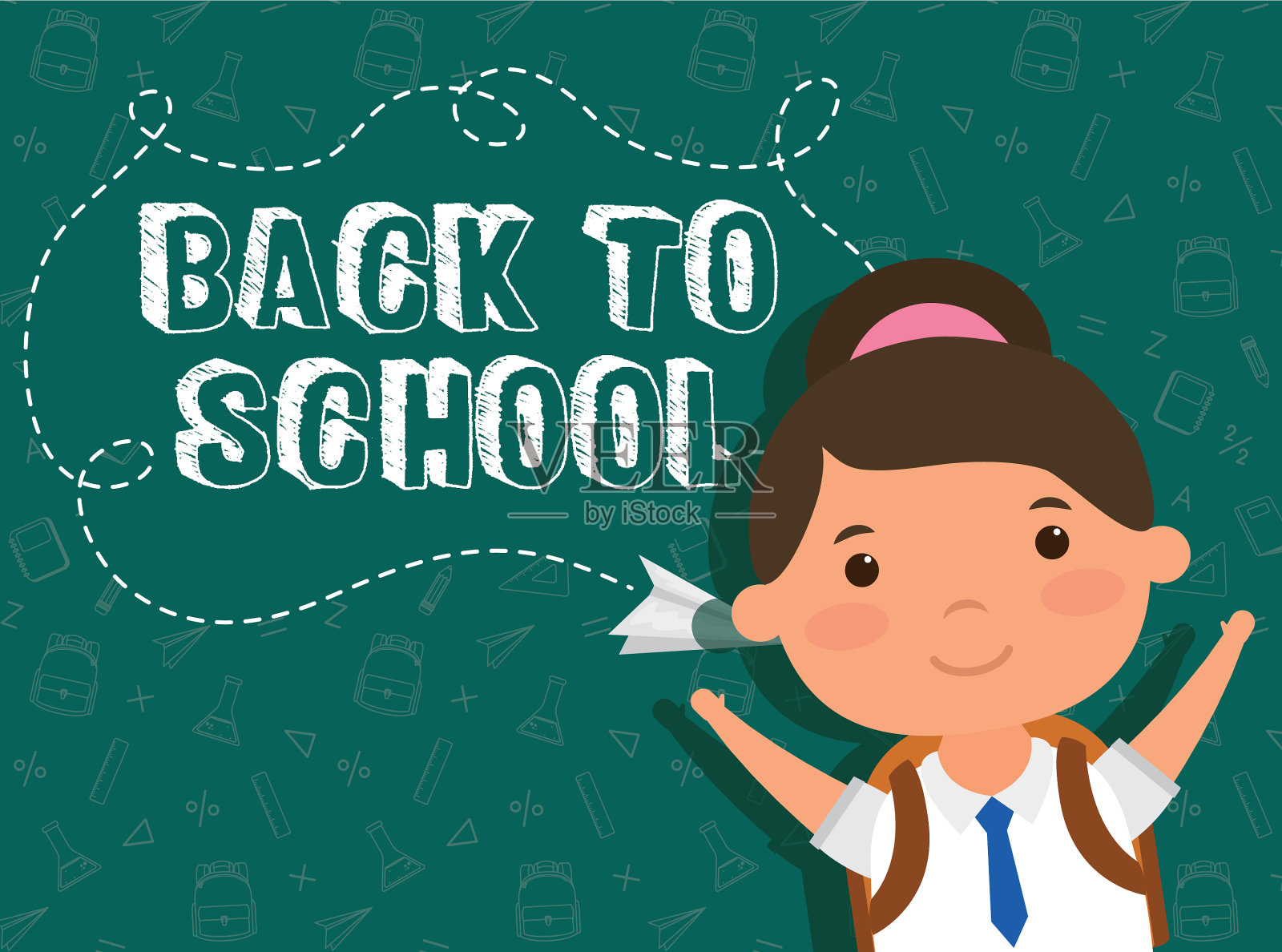 带着女学生回学校插画图片素材