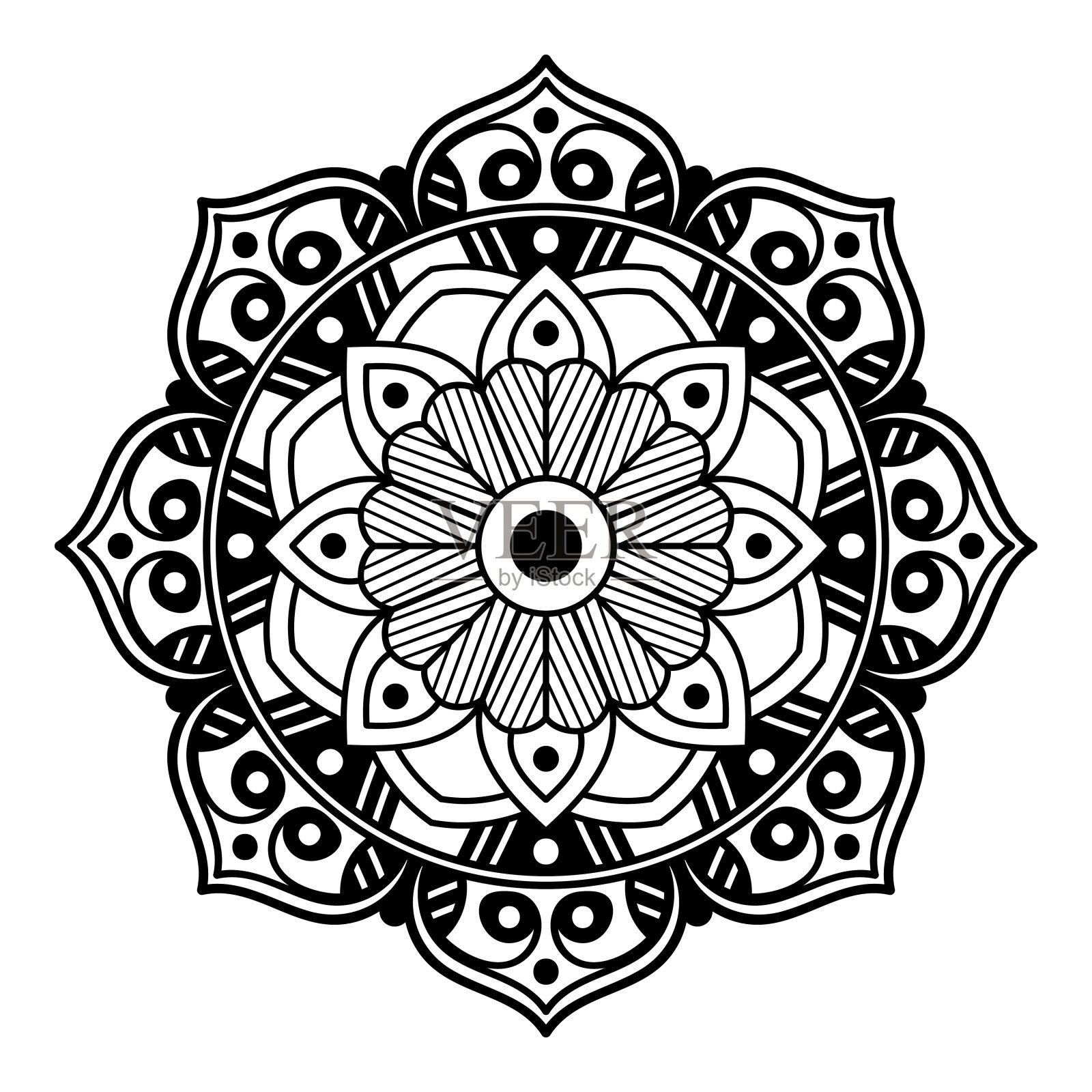 曼荼罗涂色书。阿拉伯语，巴基斯坦语，摩洛哥语，土耳其语，印度语，西班牙语插画图片素材