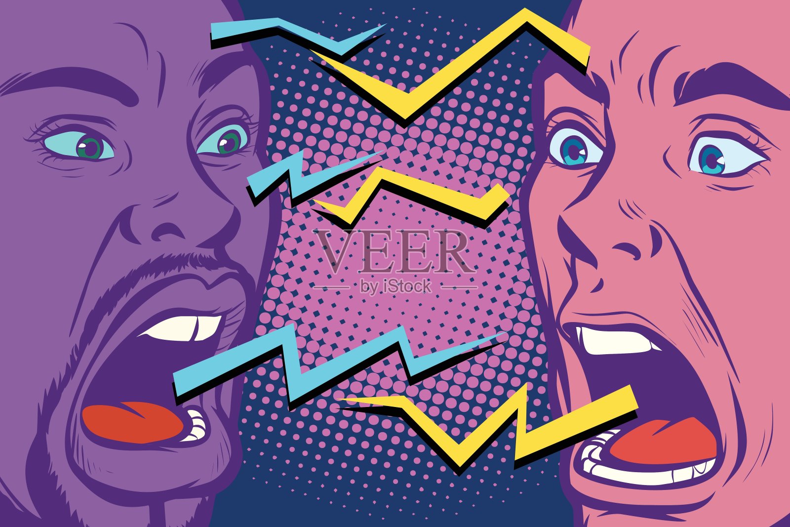 冲突。闪电。两个人都很生气插画图片素材