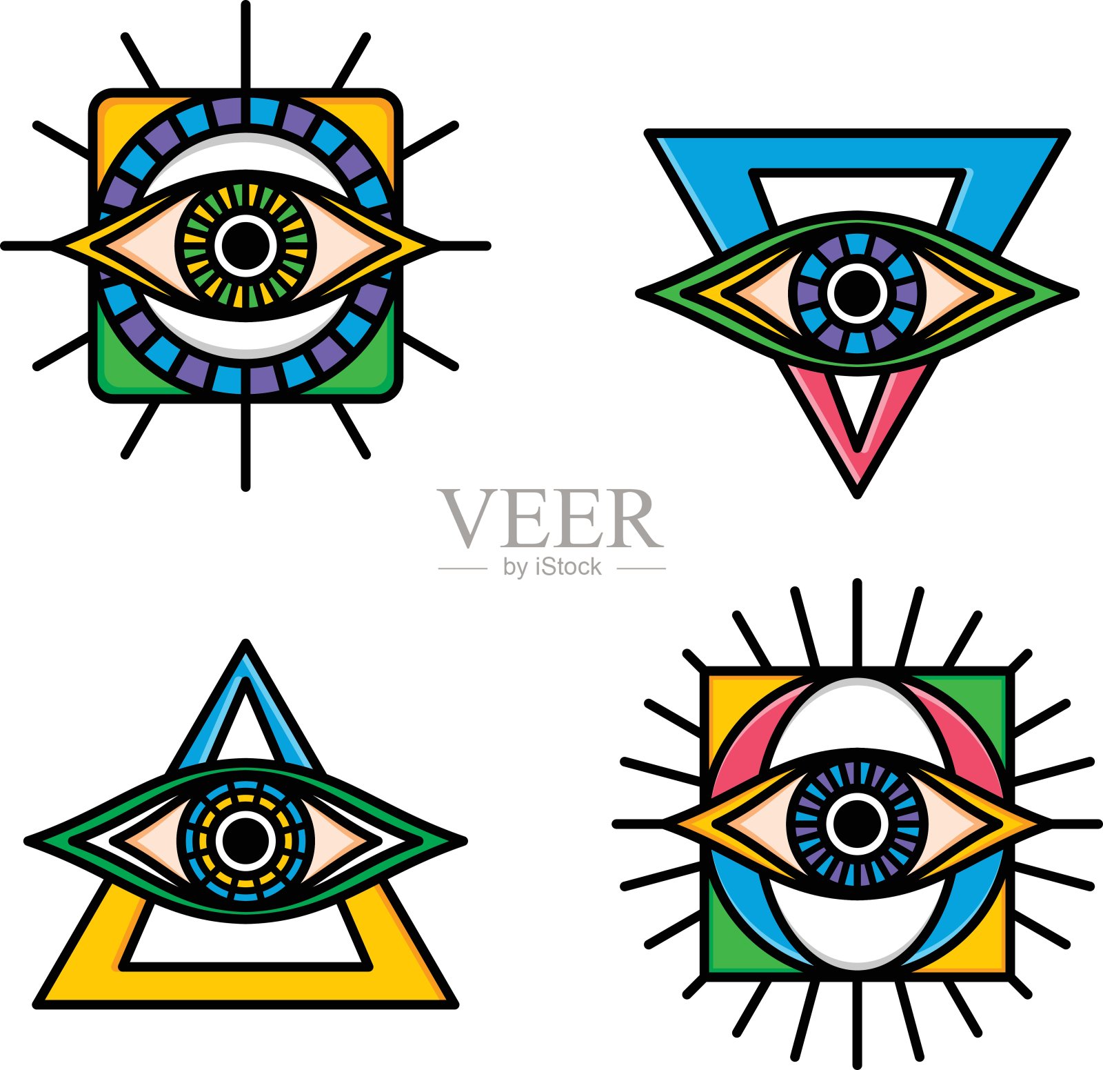 一只眼睛标志标志标志标志类型的集合插画图片素材