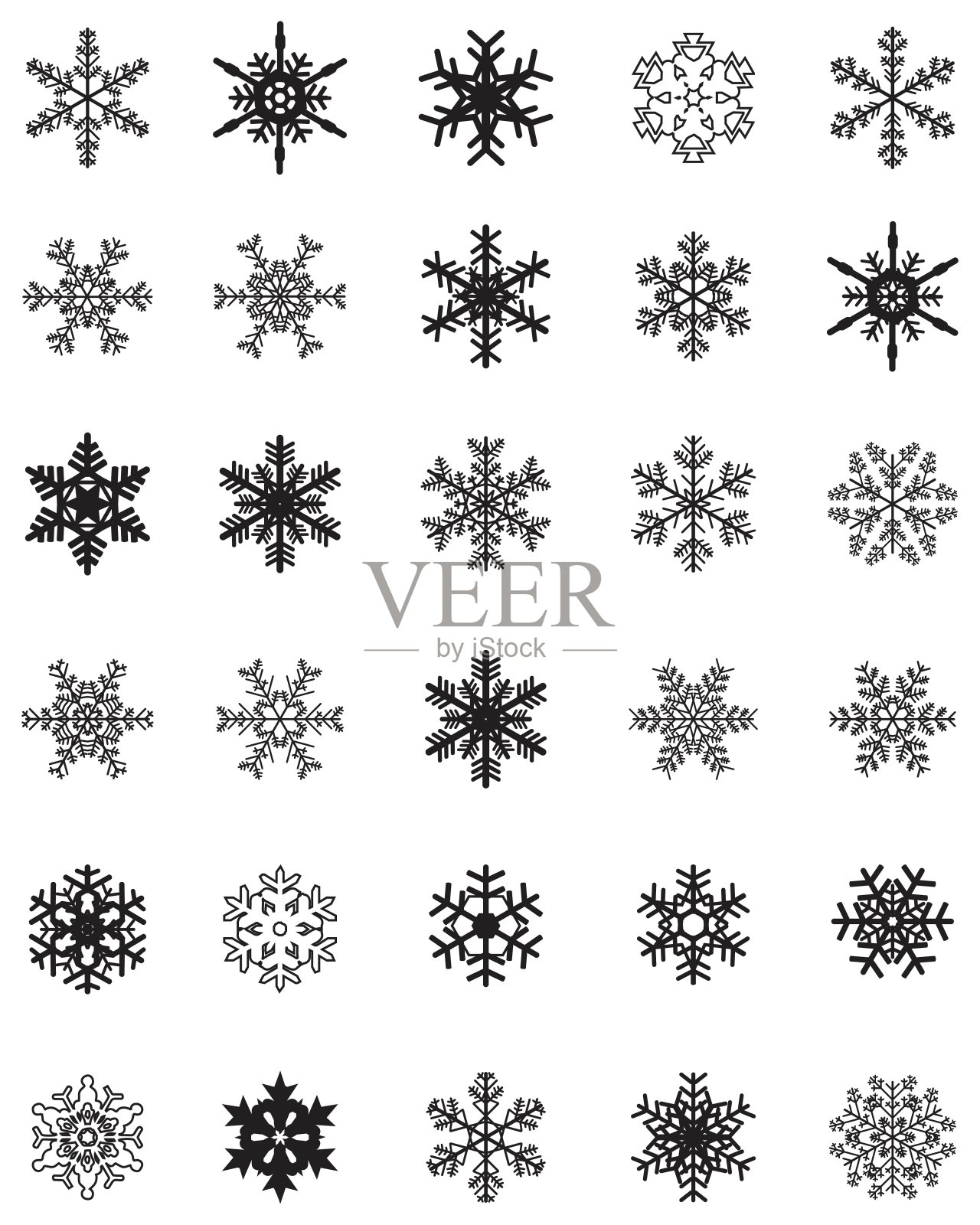 不同的雪花插画图片素材