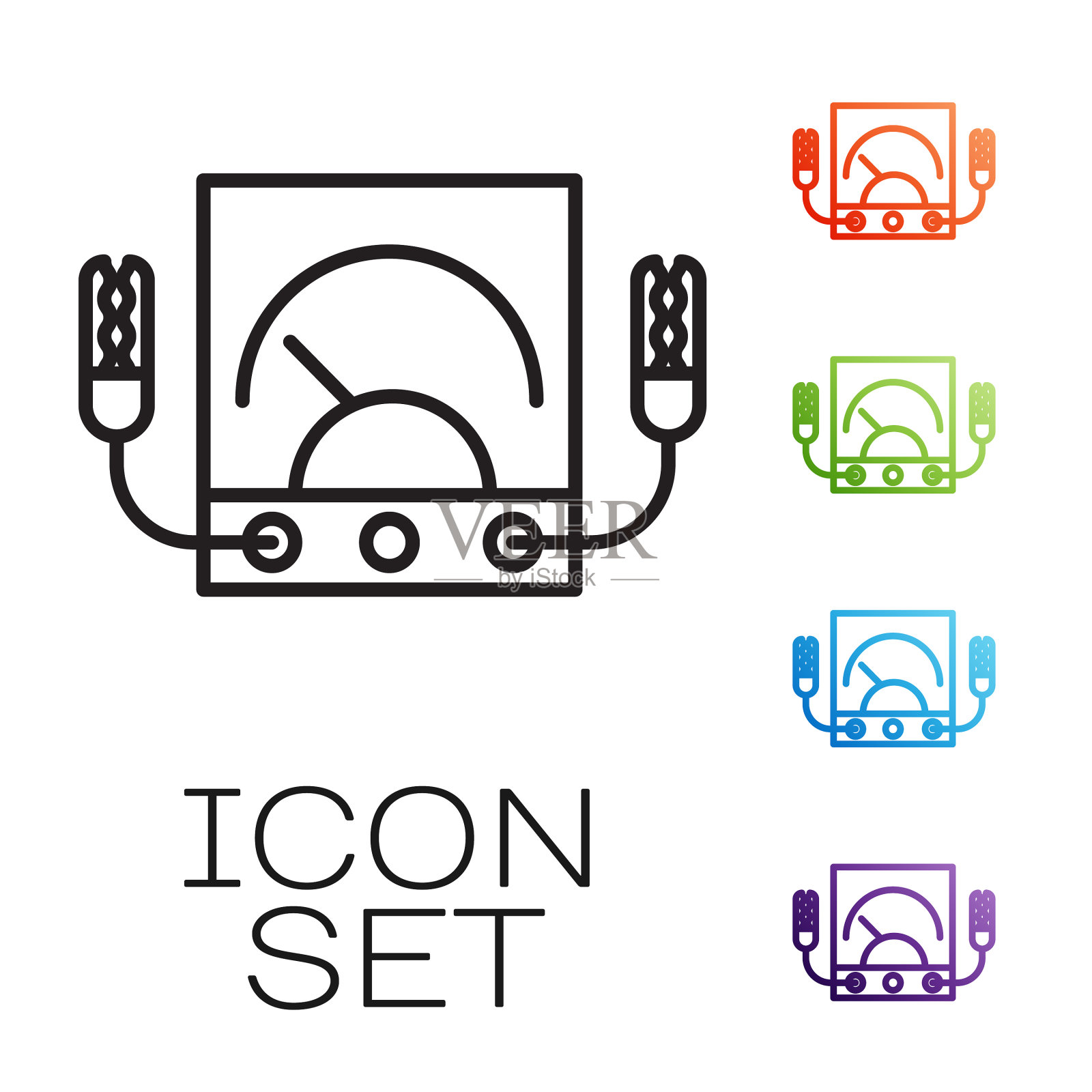 黑线安培表万用表伏特计图标素材