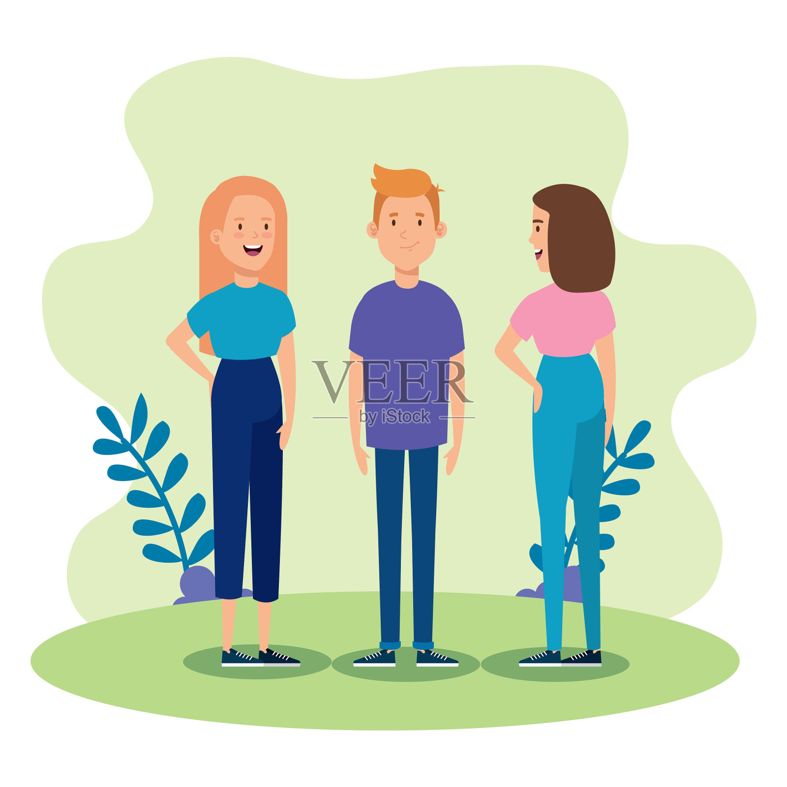 群青少年在公园的自然设计元素图片