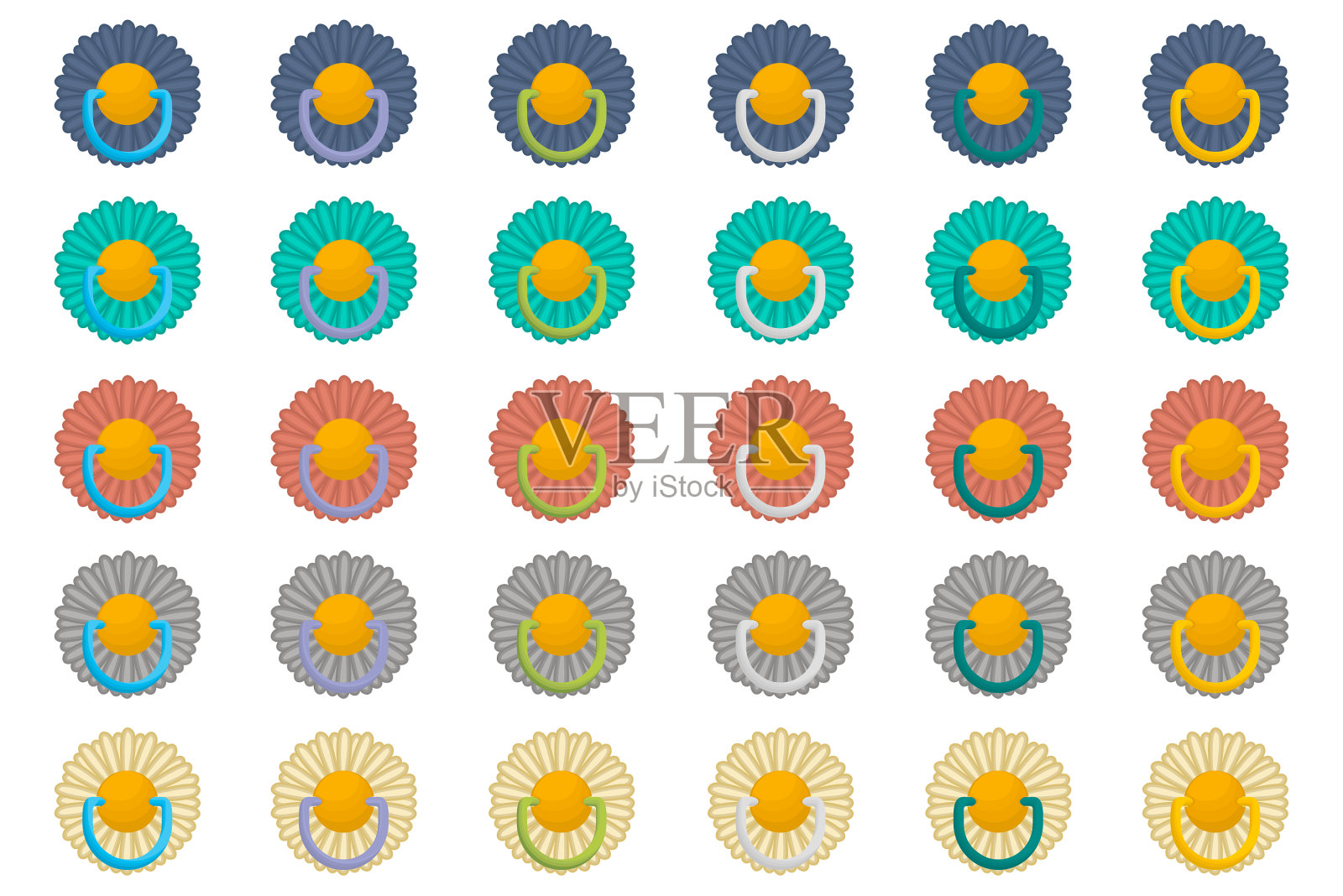 主题上的大彩色套洗器图标素材