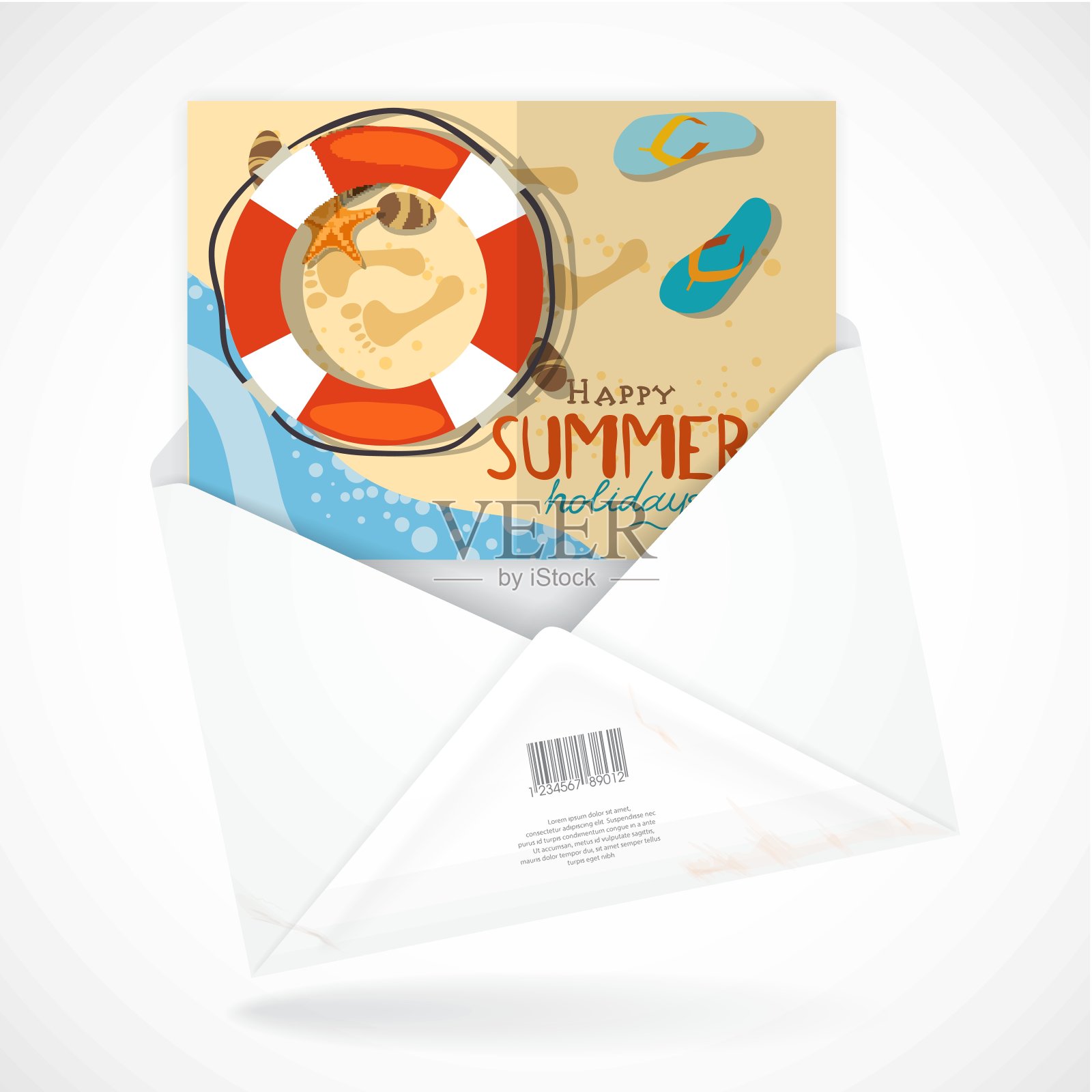 装有贺卡的信封设计模板素材