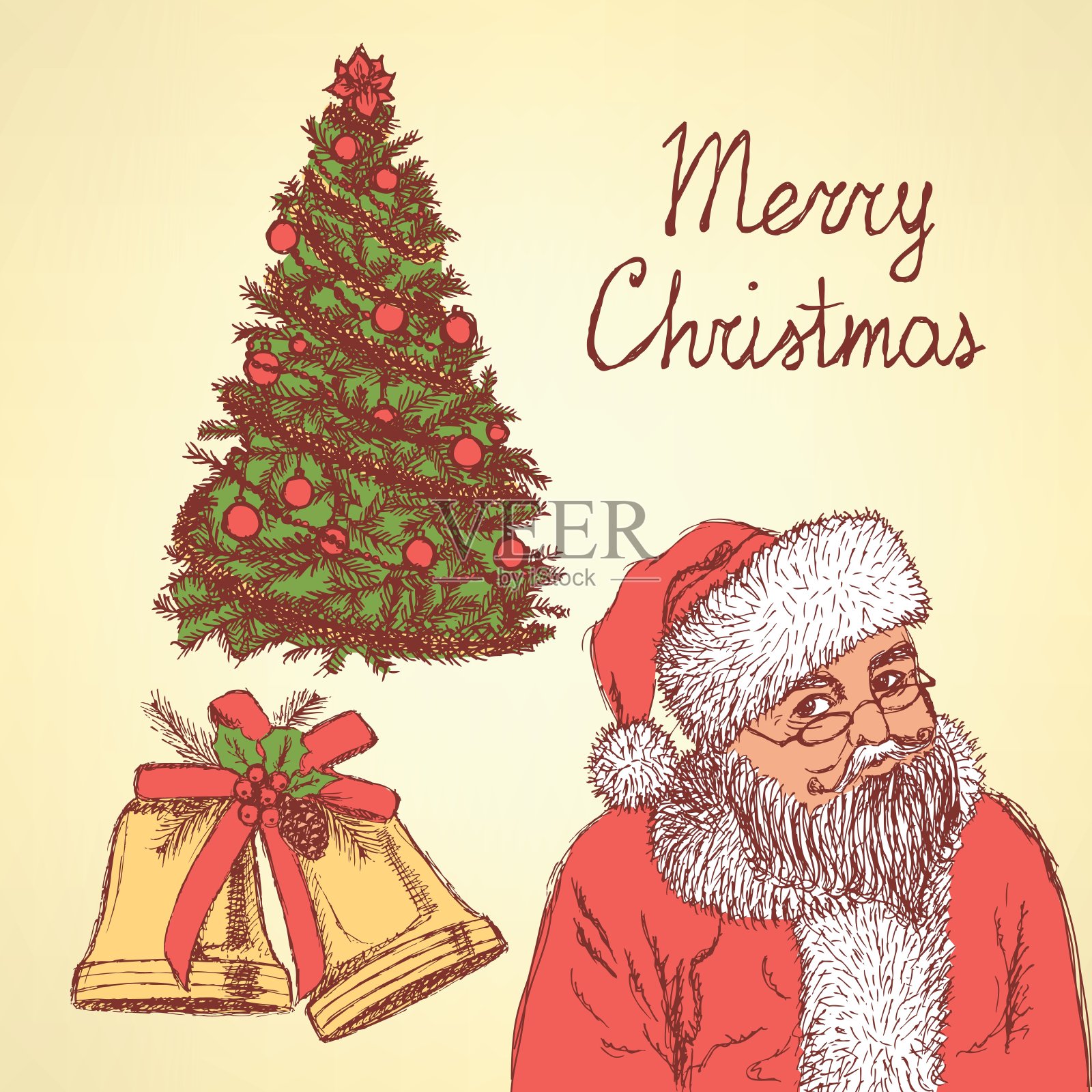 复古风格的圣诞素描设计模板素材