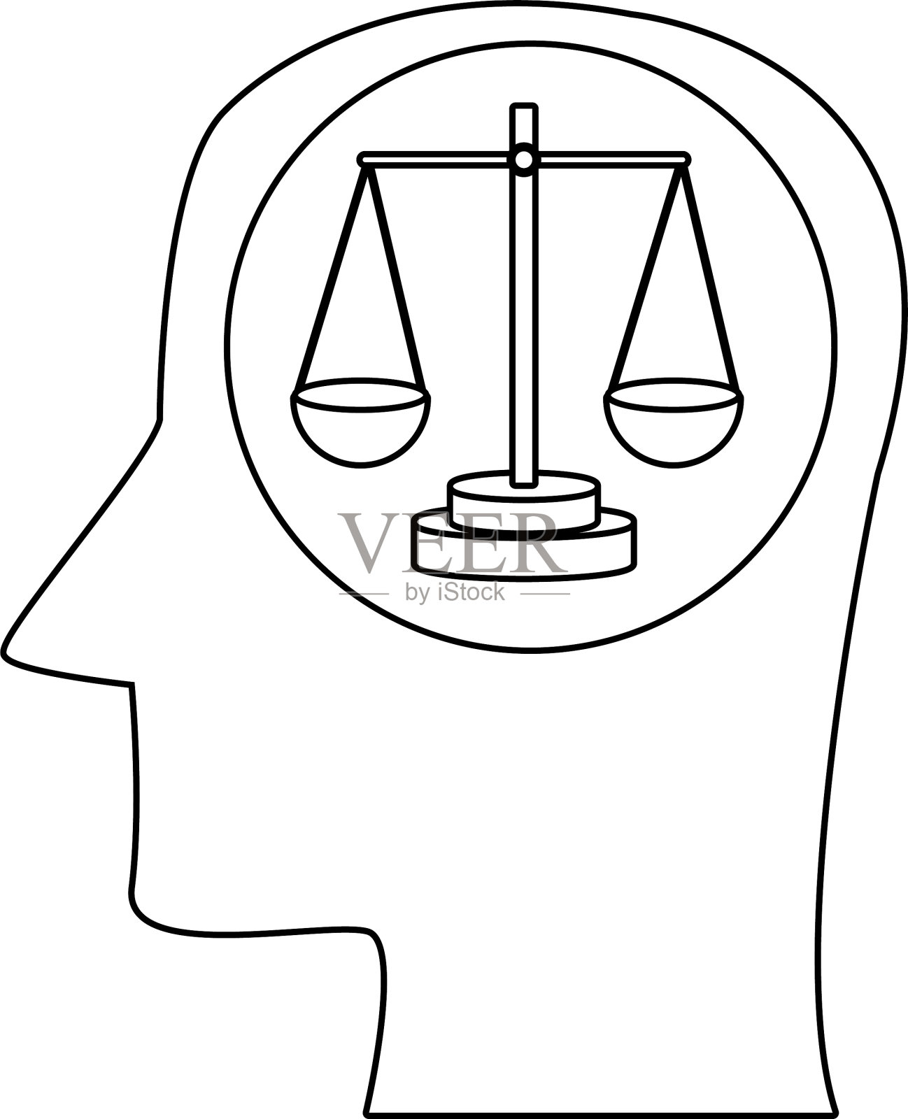 轮廓头与刻度图标平面设计插画图片素材