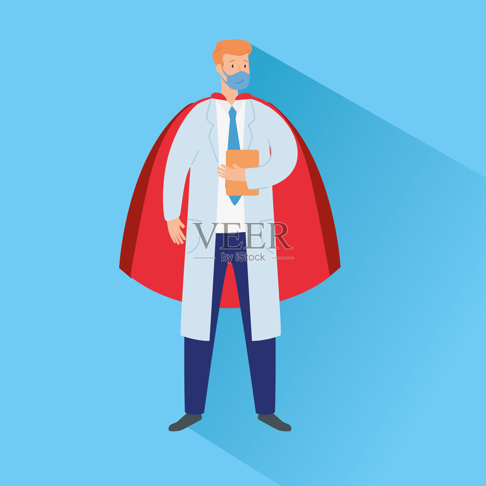 超级医生男面罩和英雄斗篷插画图片素材