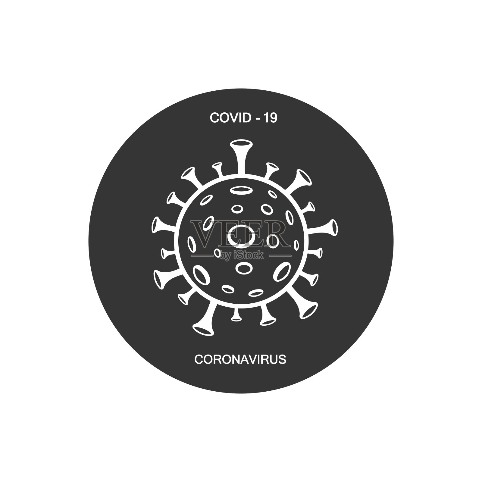 冠状病毒矢量图标。信息图表元素。冠状病毒图标。肺炎。COVID-19 NCOV-2019冠状病毒简称。细菌矢量图插画图片素材
